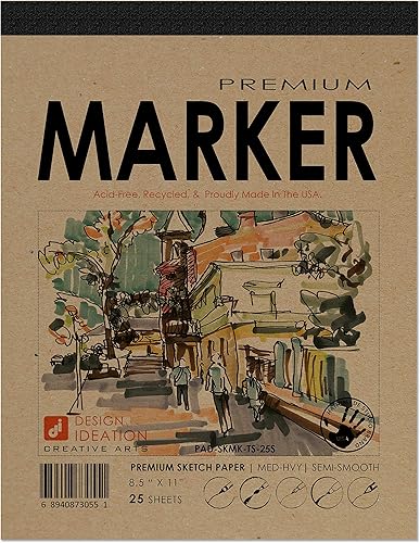 Marcador de la marca Bloc de bocetos. Bloc de hojas extraíble para lápiz, tinta, marcador, carbón y pinturas de acuarela. Ideal para arte, diseño y