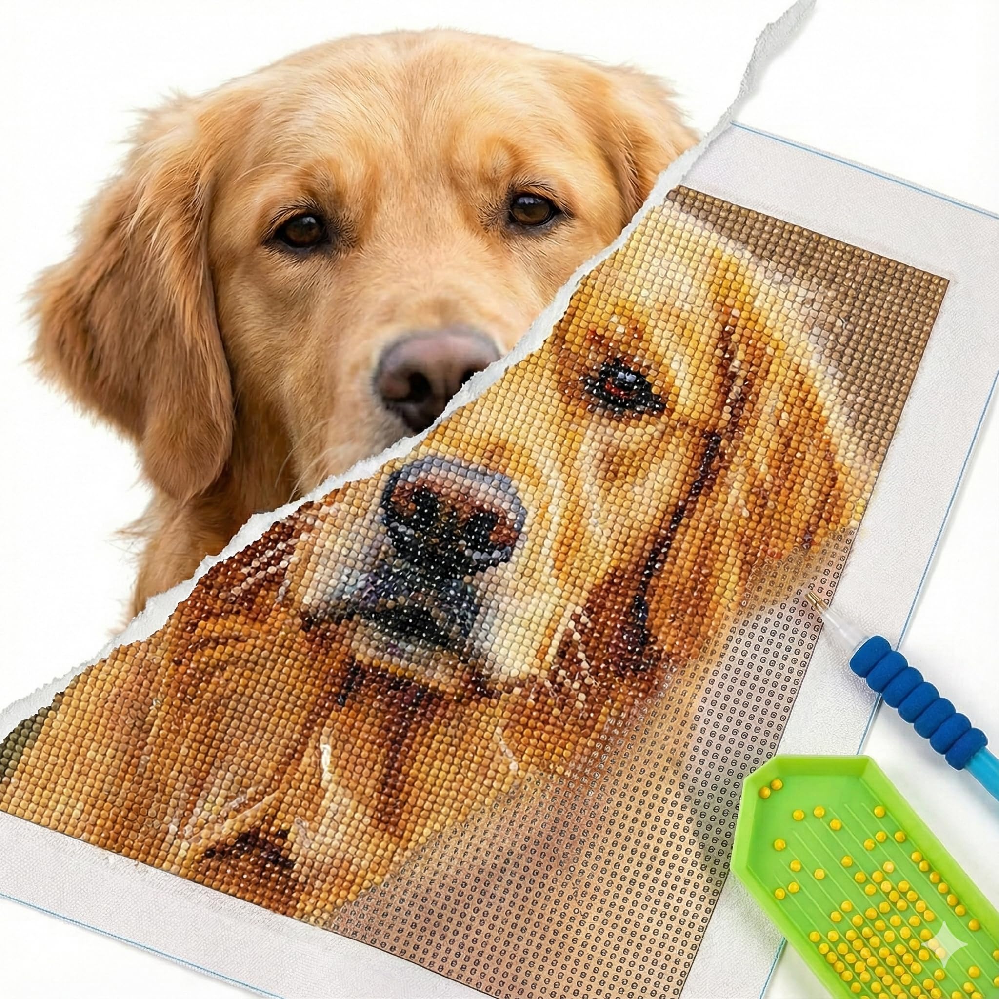 GIRLSIGHT Personalised Photo 5D DIY Diamond Embroidery Painting Private Custom Full Round Diamond Painting Customisable Diamond Painting Diamond Mosaic Drill (40X50CM)