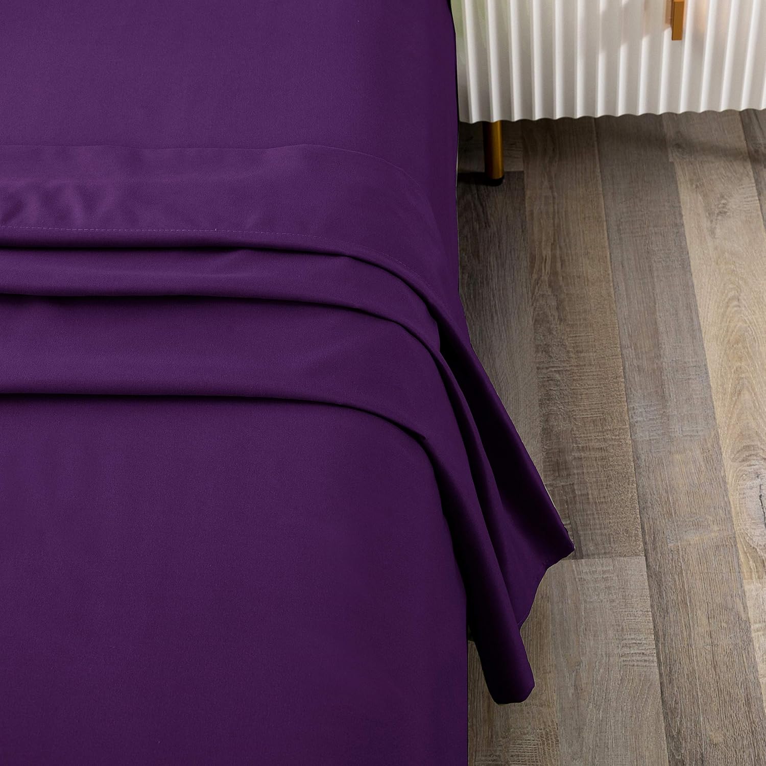 Toodou Soft Brushed Microfiber Purple Twin Flat Sheets