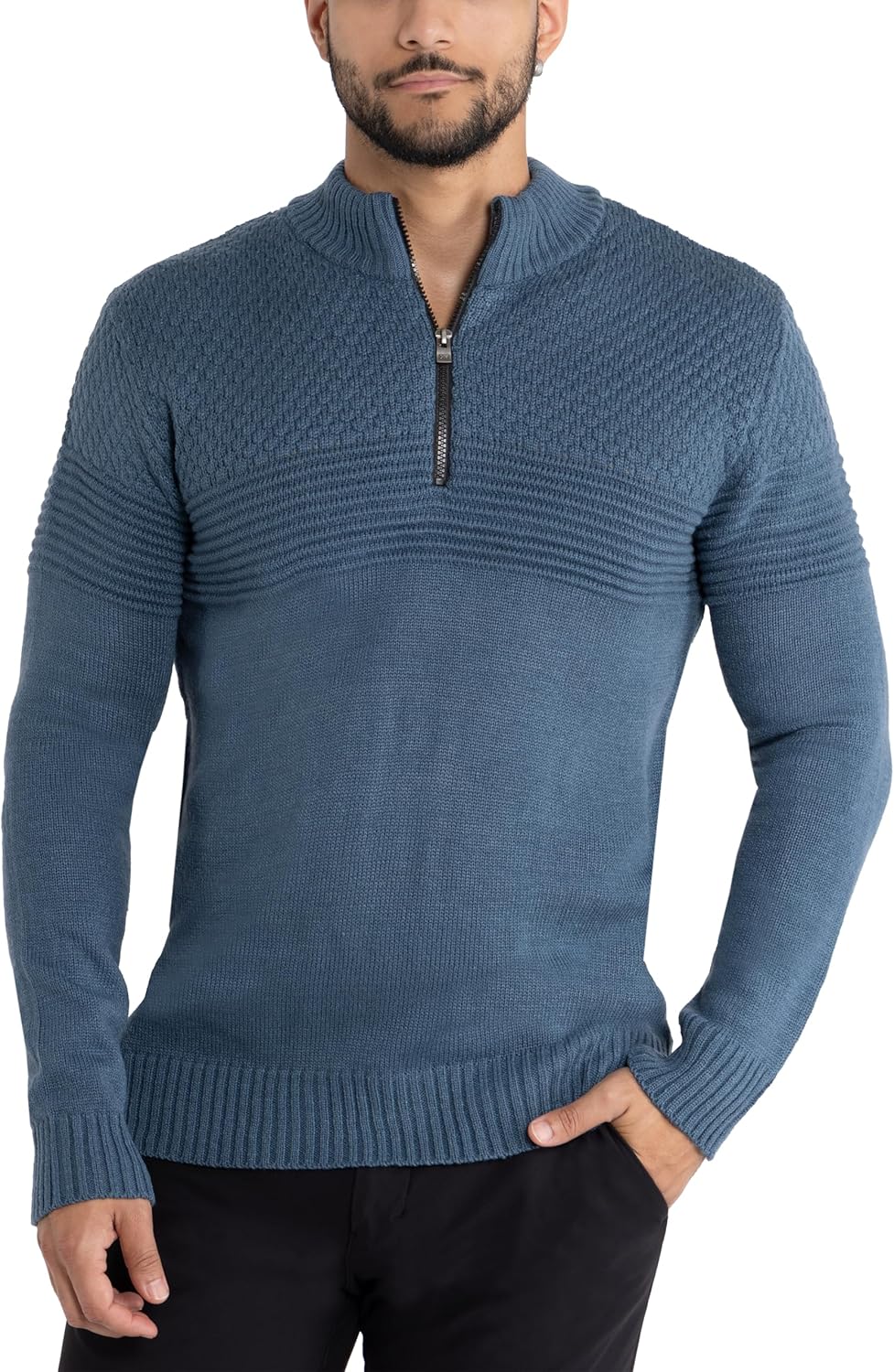 X RAY Mens Quarter Zip Pullover Sweater, Slim Fit Knit Long Sleeve Polo Quarter Zip Pullover Golf Sweatshirt for Men