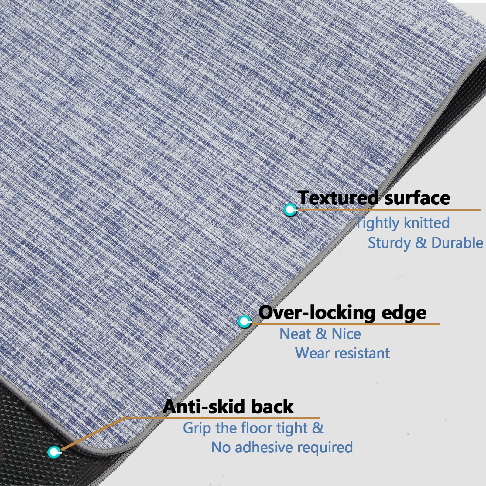 RccugmatS Chair Mat for Hardwood & Tile Floor, 36" x 48" Heavy Duty Office Chair Mat for Rolling Chairs, Anti Slip, Non-Curve, Floor Protector for Home Office, Blue White