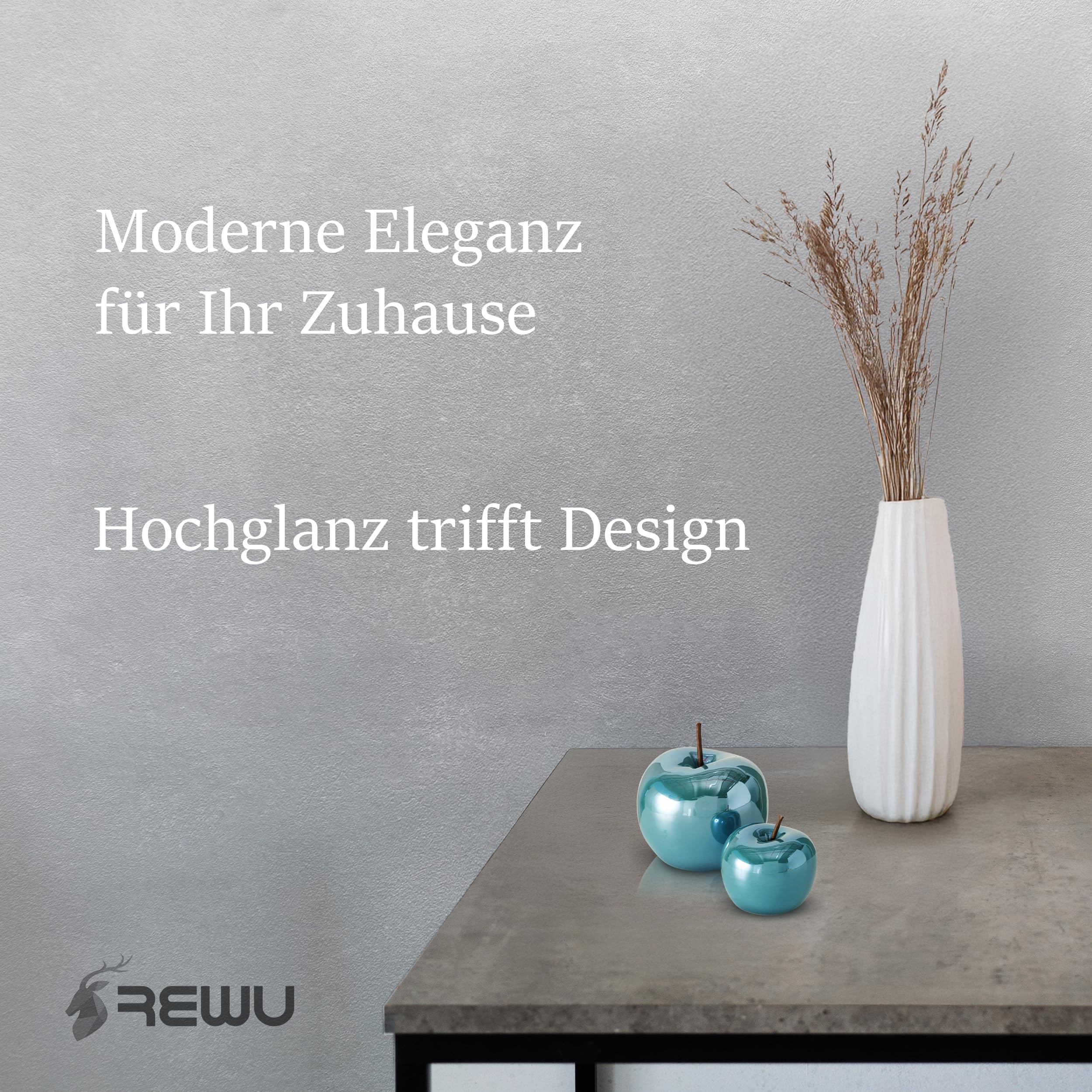 ReWu Zestaw 2 ceramicznych dekoracji jabłek z lasurowanej olejem z połyskiem i efektem perłowym