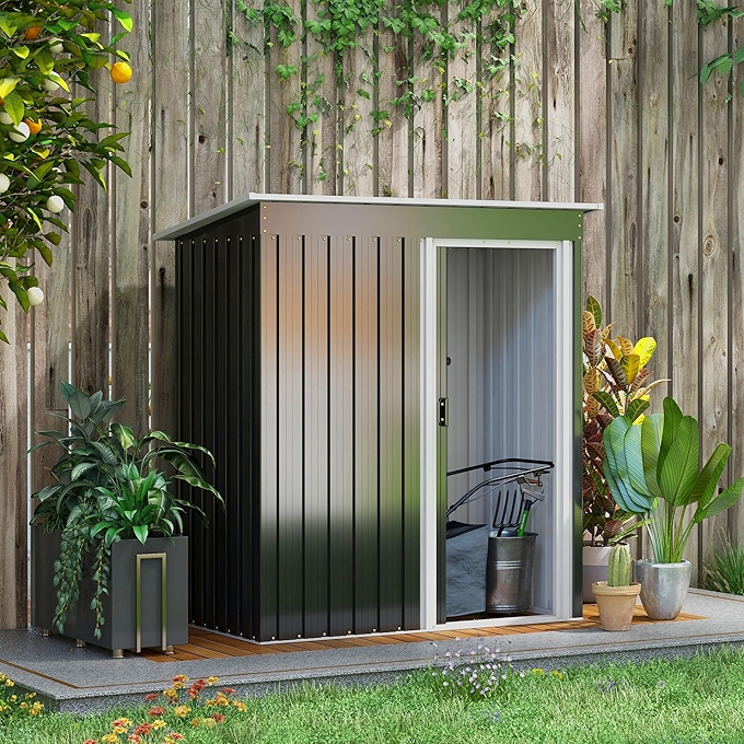 Outsunny Outdoor Storage Shed with Sliding Door and Galvanized Steel Frame