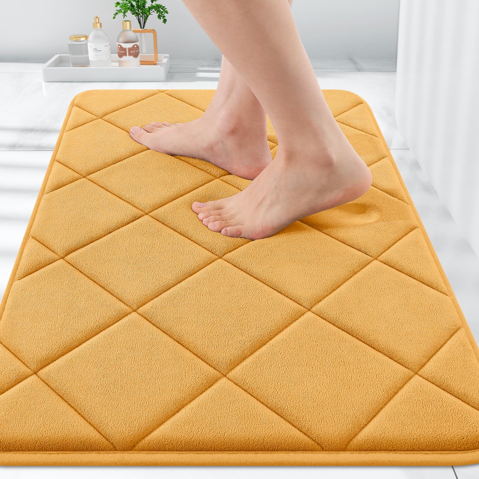 OLANLY Memory Foam Bath Mat 30x20, Ultra Soft and Absorbent Bathroom Rugs, Machine Washable, Comfortable Bath Carpet for Bathroom Floor, Tub and