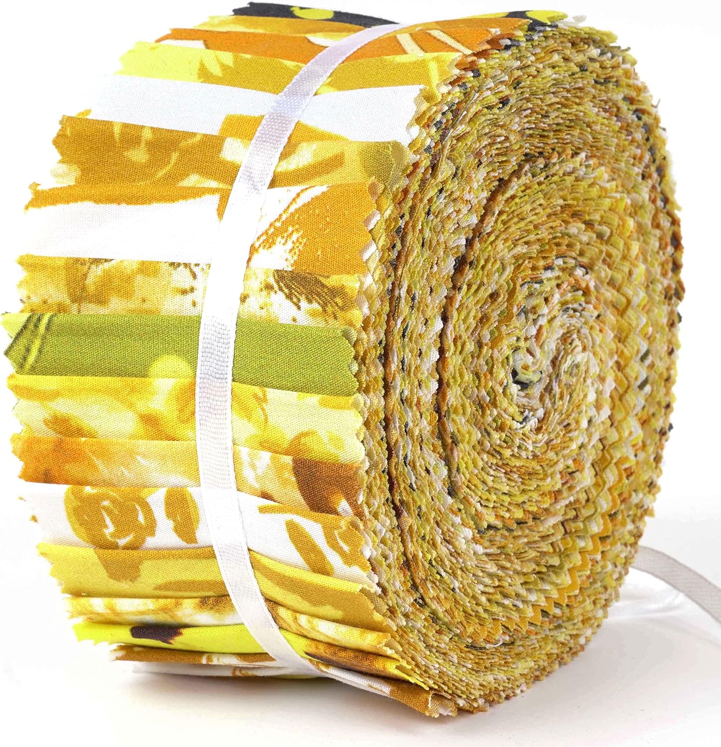 Soimoi Jelly Roll 40 Strip Assorted Bundle, Yellow Fabric Strips for Quilting, Crafting, 100% Cotton Fabric Jelly Roll Bundle For Scrapbooking, Precut Quilt Projects, DIY Crafts- Floral Artistic Print