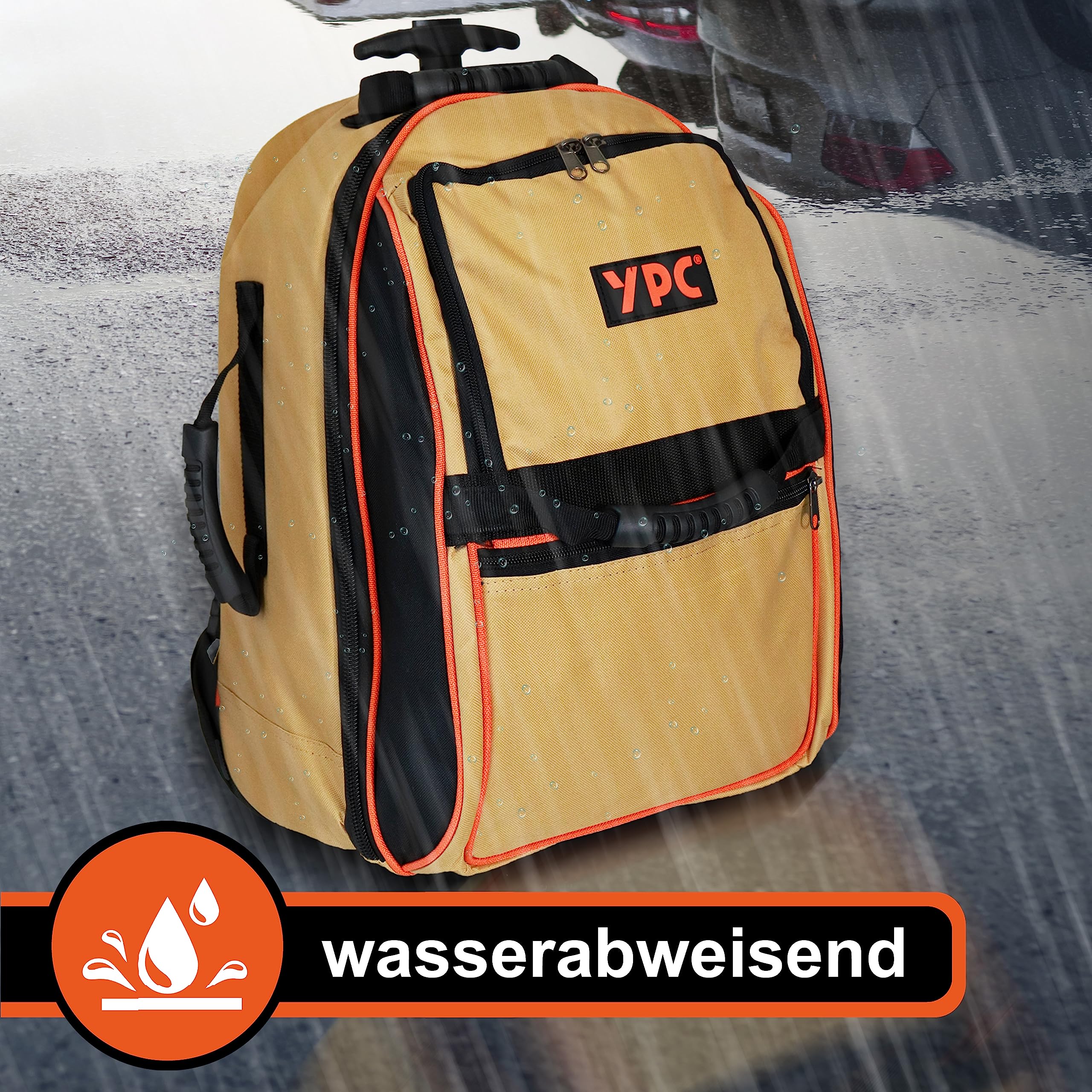 YPC Juggernaut plecak na kółkach – 54 x 36 x 25 cm, 50-55 l, plecak na narzędzia XXL, wodoodporny, lekkobieżne kółka, stabilny uchwyt teleskopowy, uchwyt do noszenia, pasek na ramię, pasek na klatkę