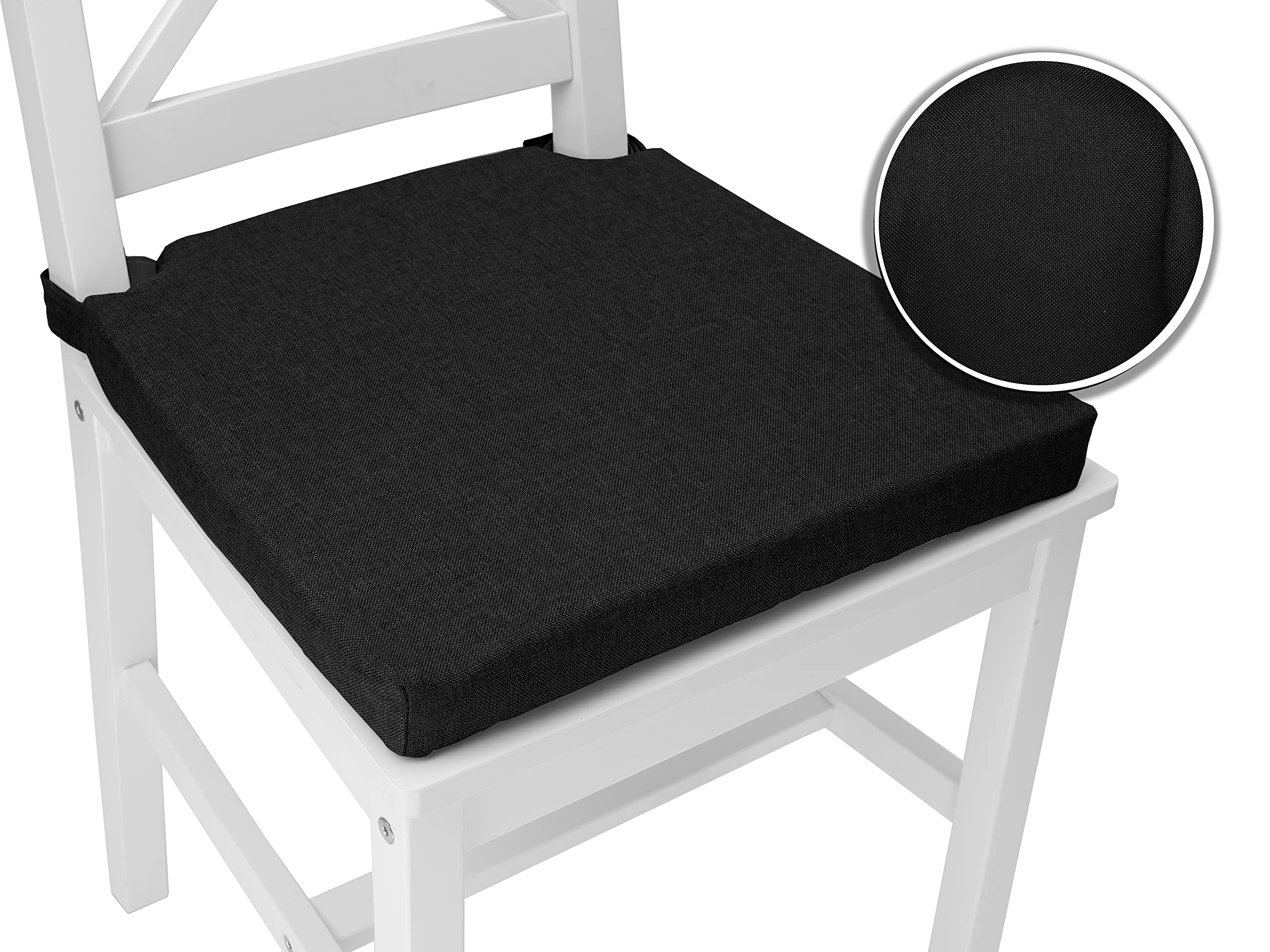 sunnypillow zestaw 4 poduszek na krzesło z zapięciem na rzepy do domu i ogrodu - siedzisko na krzesło - do użytku wewnątrz i na zewnątrz - Wymiary: 42 (przód) | 35 (tył) x 40 x 5 cm - kolor czarny
