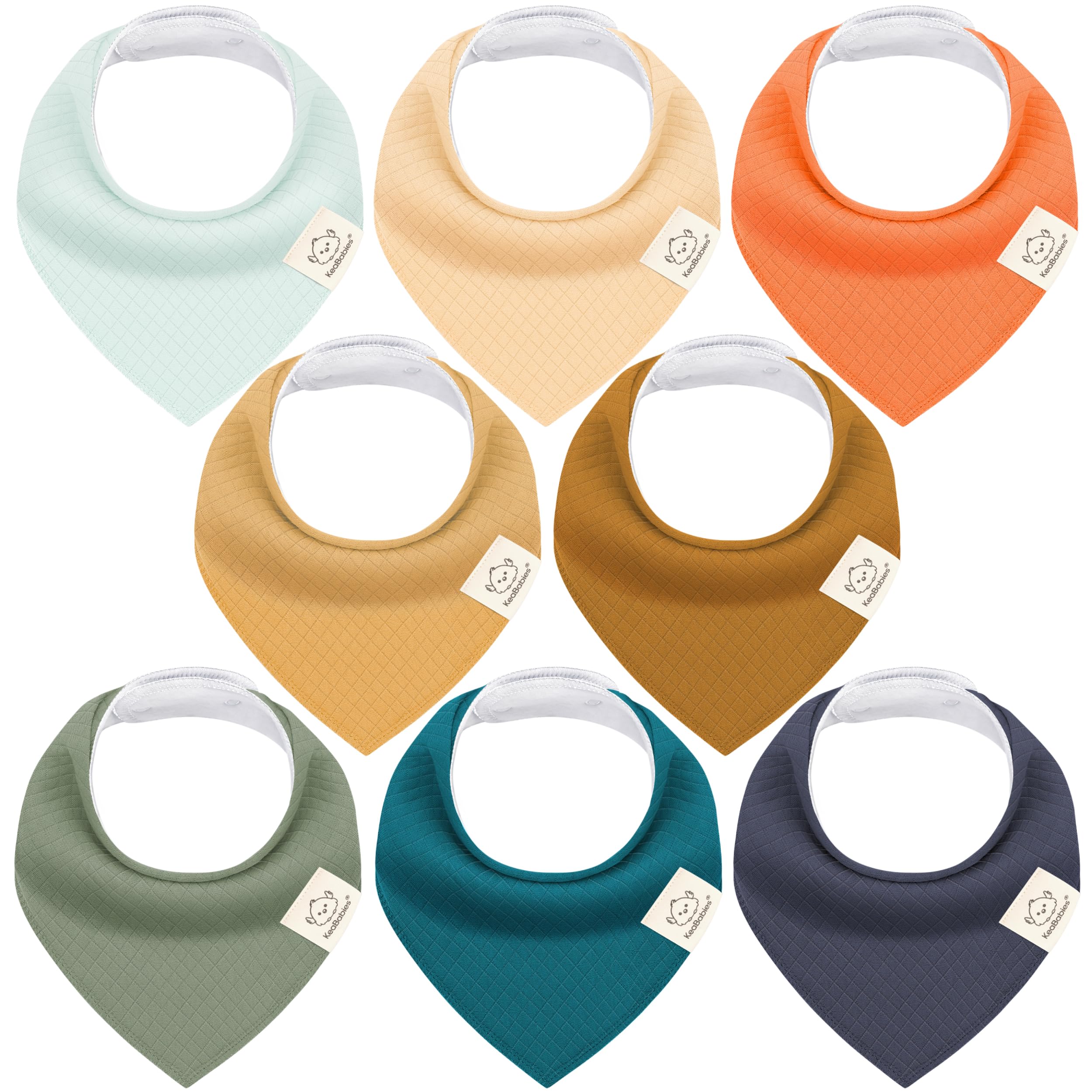 KeaBabies 8-Pack Bandana Bibs for Baby Girls, Boys - Organic Cotton Baby Bibs for Drooling & Teething Newborn, Toddler, Infant 0-36 months, Extra Soft