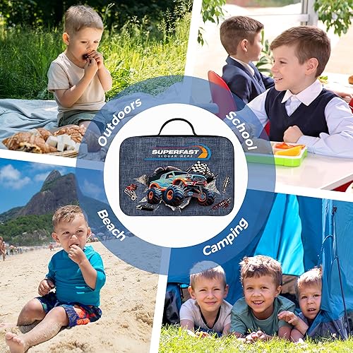 Miniatura 7 de Clastyle Bolsa de almuerzo con aislamiento 3D para niños, bolsa térmica grande para niños, picnic, escuela, lonchera