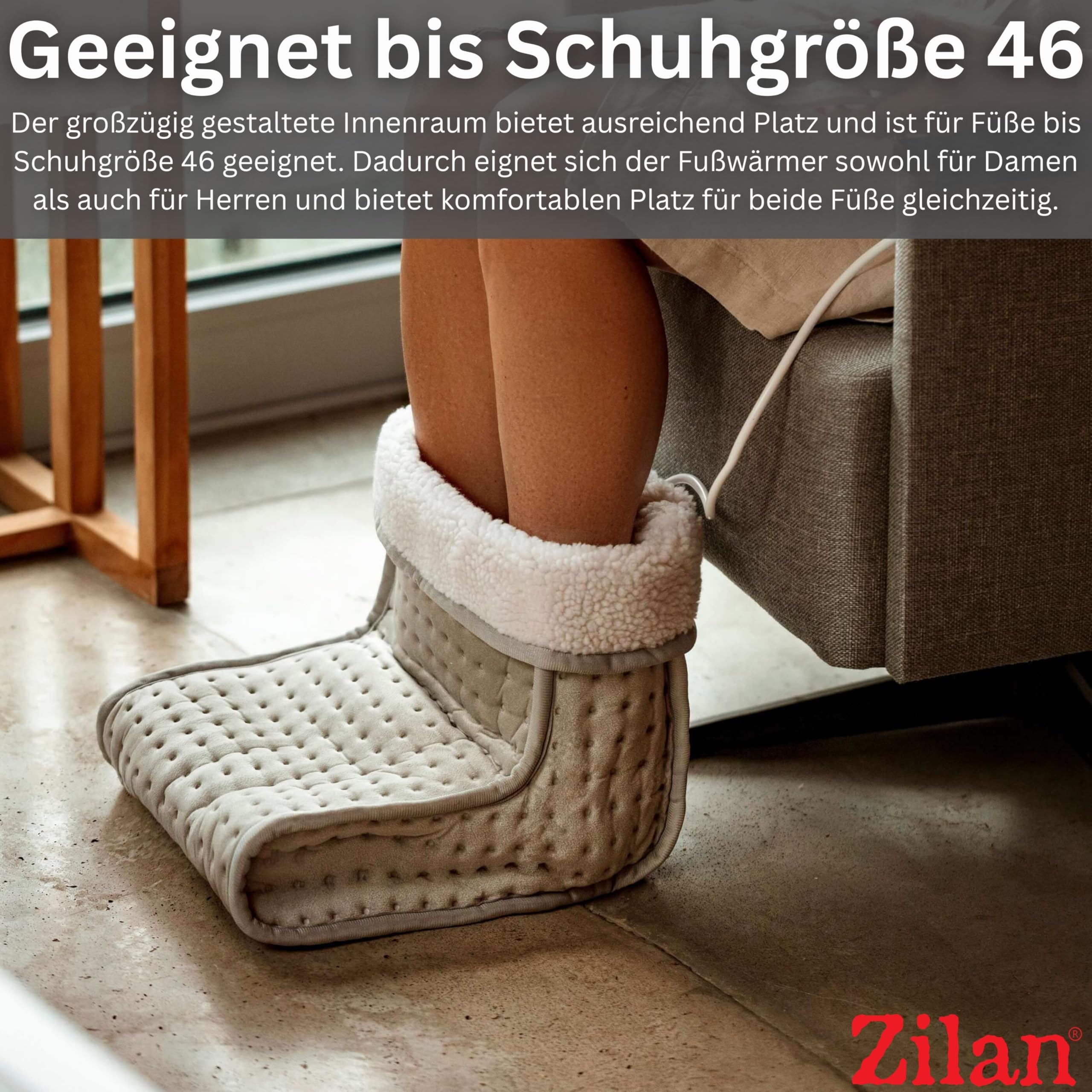 Fußwärmer Elektrisch mit 4 Heizstufen – Fußheizung mit Timer bis 90 Min – Schnelles Aufheizen – Überhitzungsschutz – Wärmekissen für kalte Füße - Für Damen & Herren bis Größe 46 maschinenwaschbar