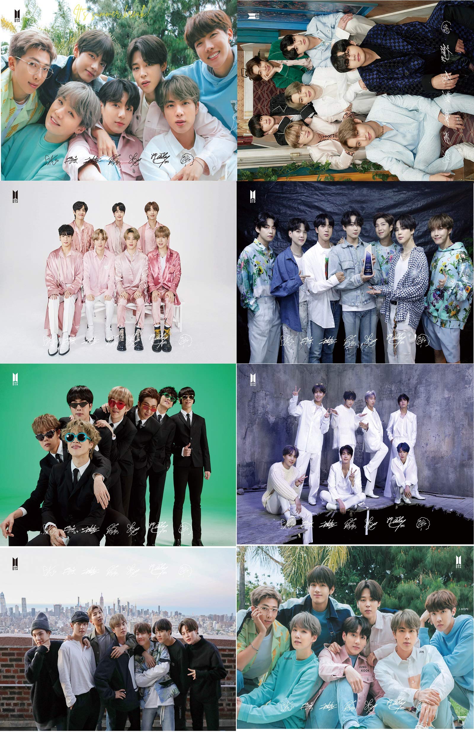 8 Pcs KPOP Bangtan Boys Map of the soul 7 Bangtan Boys poster, Wall Sticker of Jungkook/Jimin/V/Suga/Jin/J-Hope/Rap Monster (BT3)