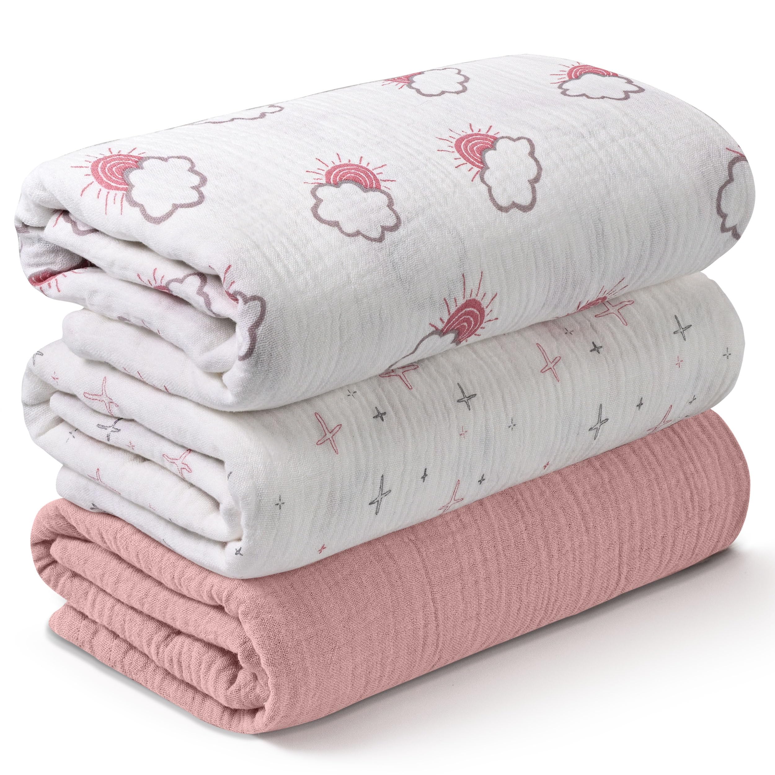Soarwg Kids Newborn Muslin Swaddle Blanket & Swaddles 3 Pack Large Size 95x100cm Baby Shower OEKO-TEX STANDARD 100