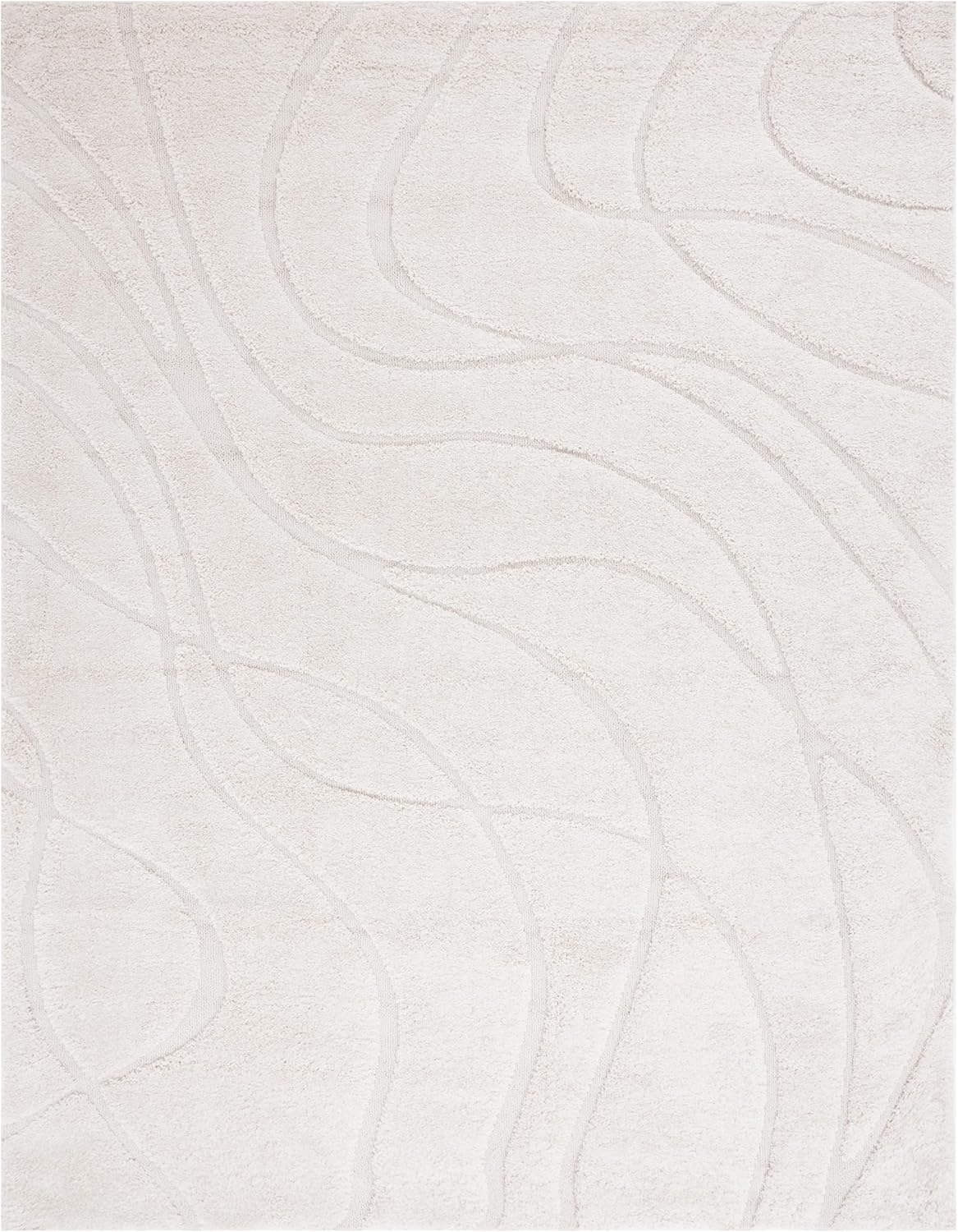 SAFAVIEH Area Rug 8x10 - Florida Shag Collection - Large - Creme & Creme, Non-Shedding & Easy Cleaning, Plush Thick Pile, Ideal for Living Room, Bedroom, Dining Space (SG471-1111)