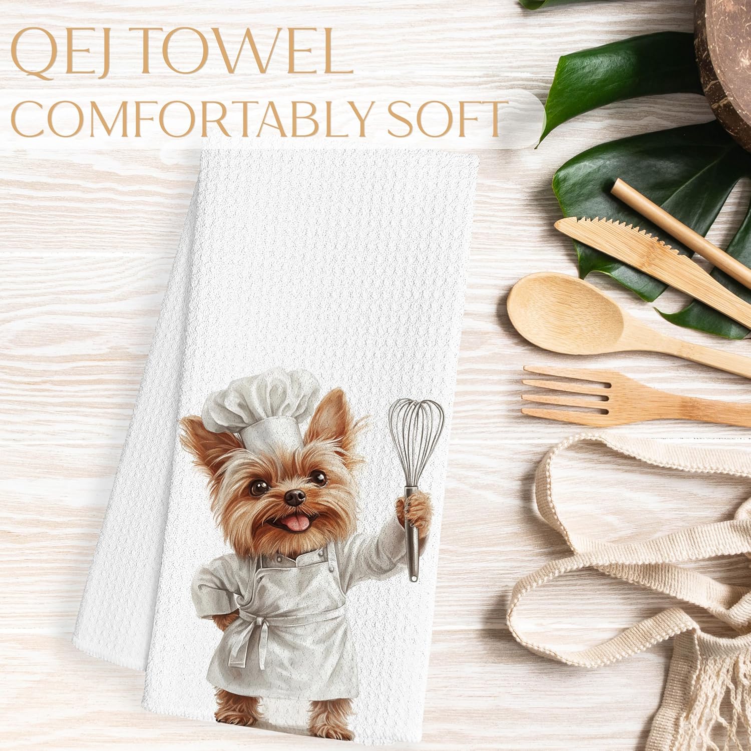 Funny Yorkshire Terrier Chef Kitchen Dish Towels, Yorkie Gifts for Women, Funny Chef Gifts Decorative Hand Tea Towels for Kitchen, Yorkshire Terrier Gift, 16x24 Inch - Image 5