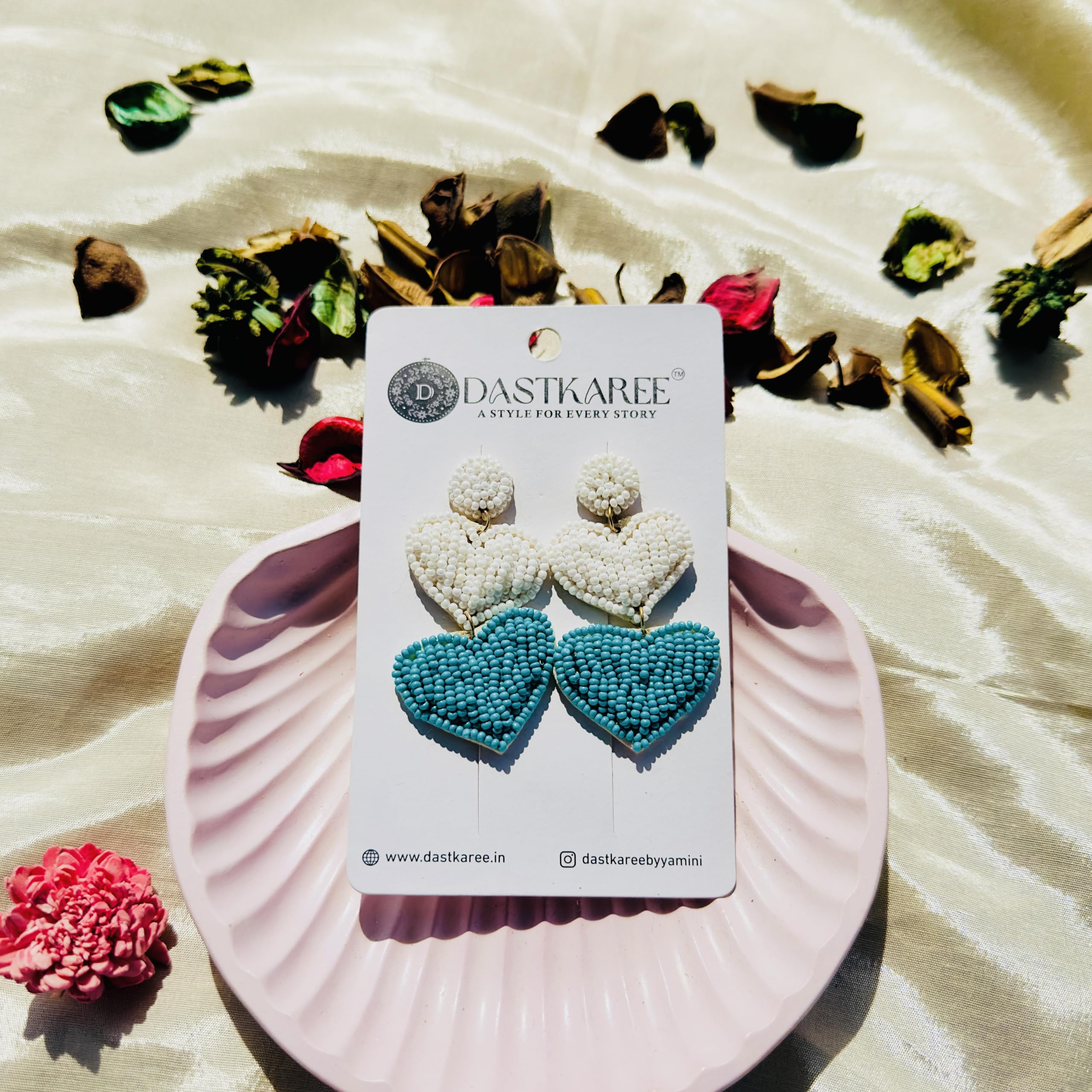 Heart Square Beaded Earring Fashion Jewelry Gift for Her