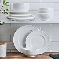 Vista 7 de Mikasa Crown White - Juego de vajilla de 18 piezas resistente a las astillas, servicio para 6 personas