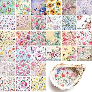 30 Pack Decoupage Napkins, 30 Styles Assorted Floral Napkins Decorative Decoupage Toile Napkin Floral
