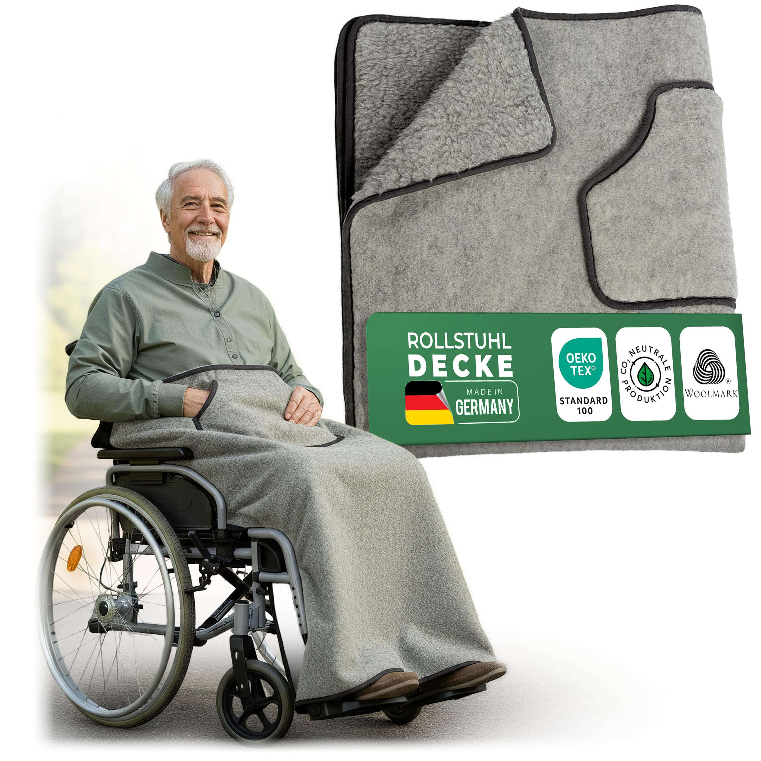 Novaliv Manta térmica de lana virgen para silla de ruedas, manta para piernas para personas mayores, manta térmica suave de 120 x 100 cm, ideal para sofá, sillón, hogar de ancianos, manta térmica para