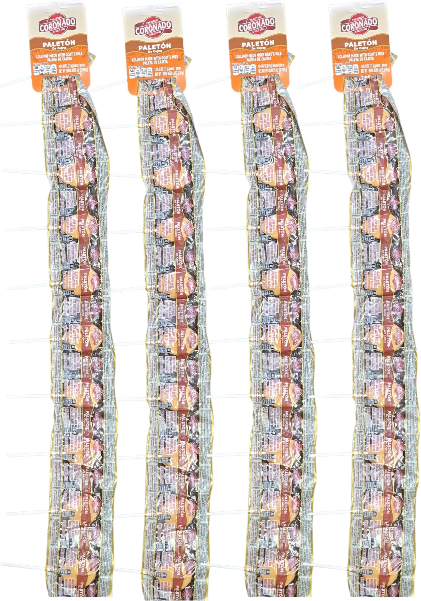 Coronado Paleton De Cajeta Quemada Mexican Goat Milk Candy Lollipops 4x10 Pcs