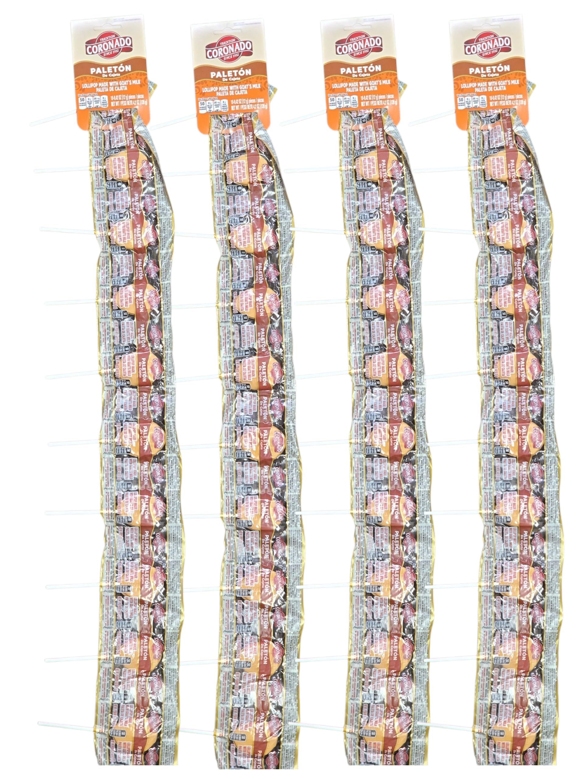 Coronado Paleton De Cajeta Quemada Mexican Goat Milk Candy Lollipops 4x10 Pcs