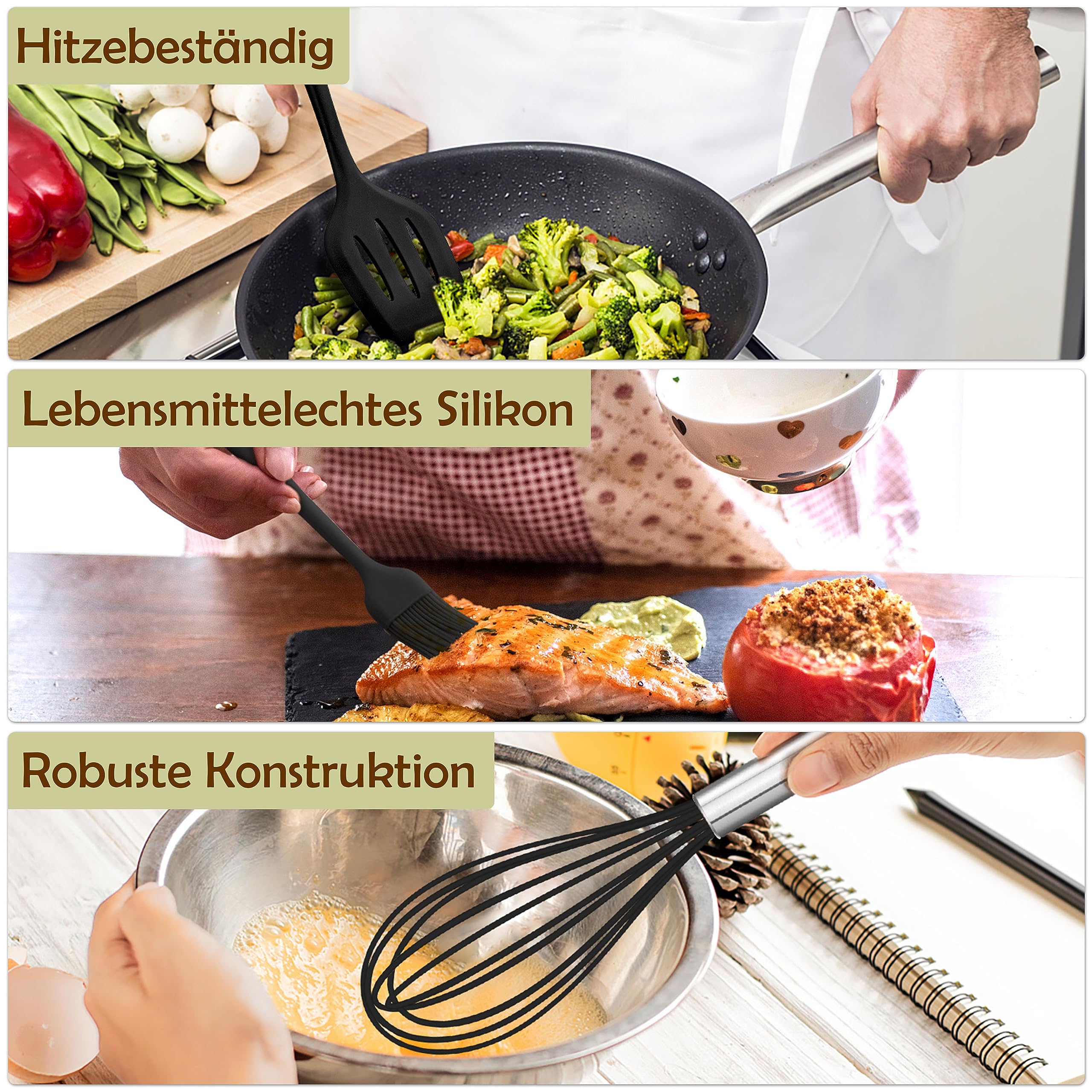 Set 12 Utensili Da Cucina In Silicone - Antiaderenti, Resistenti Al Calore, Con Supporto, Lavabili In Lavastoviglie - Foto 2