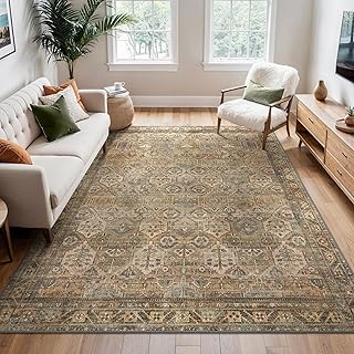 BEIMO Waschbarer Teppich Wohnzimmer Vintage, Boho Teppich Schlafzimmer Groß Orientalisch rutschfest für Badezimmer Esszimmer, Braun, 200x290cm
