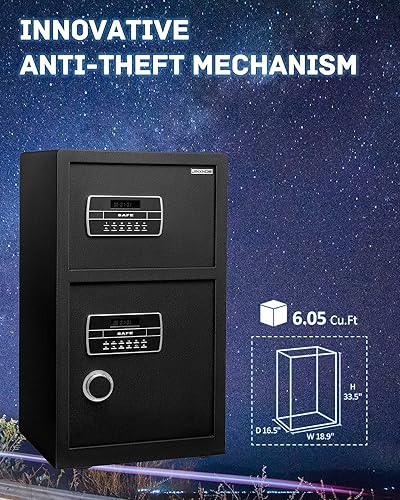 Miniatura 4 de Caja de seguridad extragrande de doble puerta, caja fuerte de seguridad para el hogar de 6.1 pies cúbicos con gran bolsa de seguridad impermeable