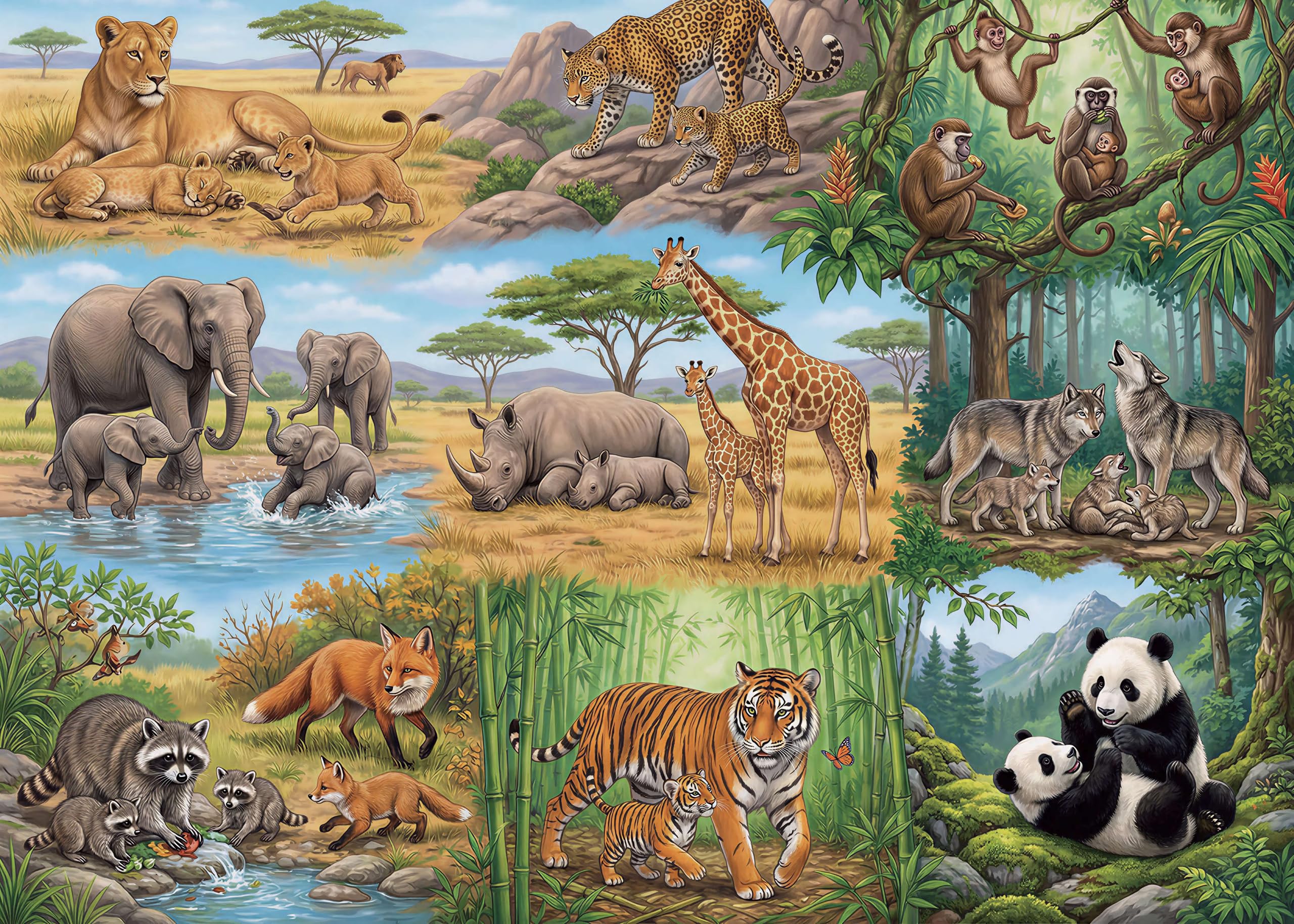 Nattork Jigsaw Puzzles 1000 Pieces for Adults or Families Pieces Fit Together Perfectly (Animal Family)