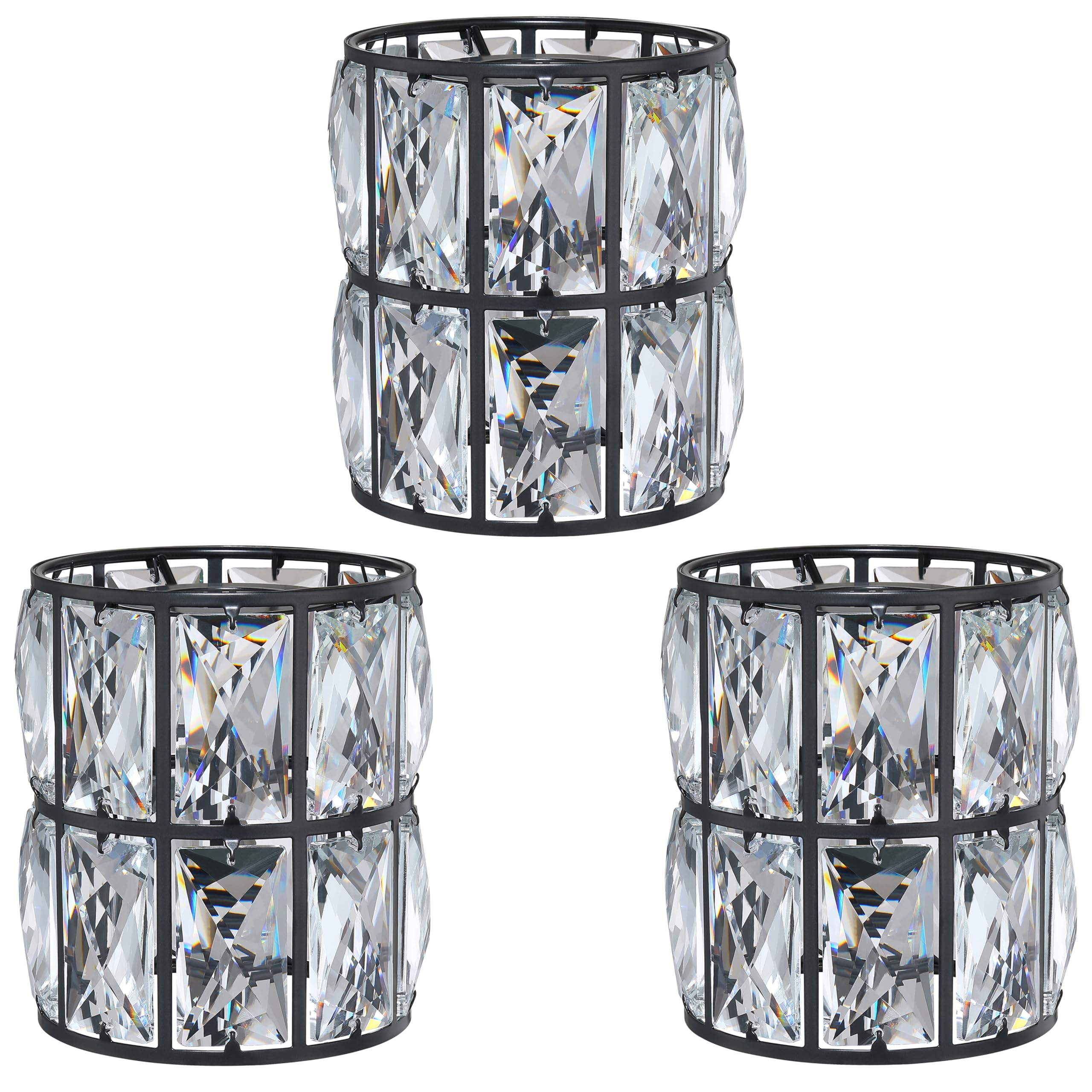 3 Pack Crystal Chandelier Black Lampshade H5*4.7" Wall Sconces Pendant Light
