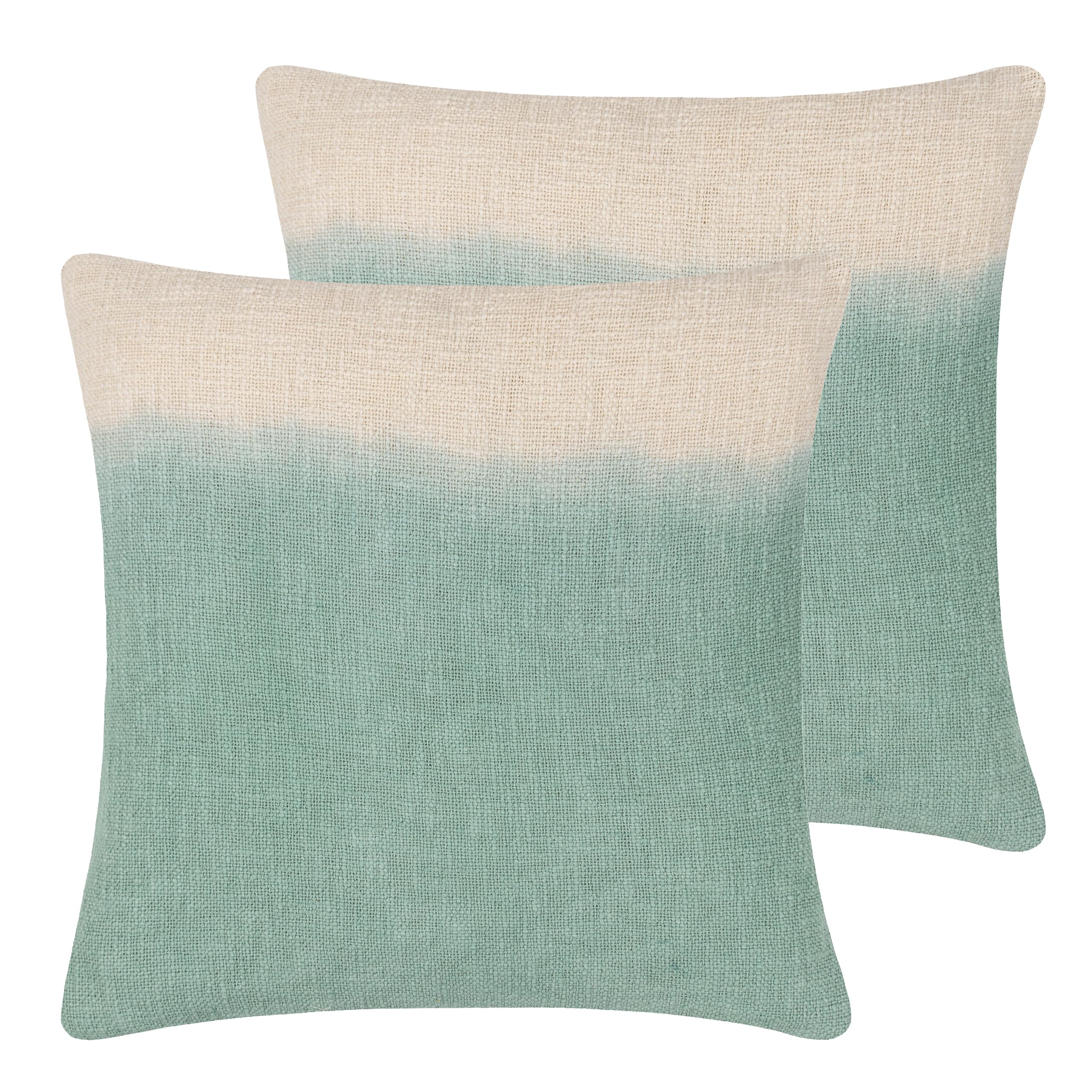 furn. Mizu Square Feather Filled Cushions Twin Pack, Eucalyptus, 50 x 50cm