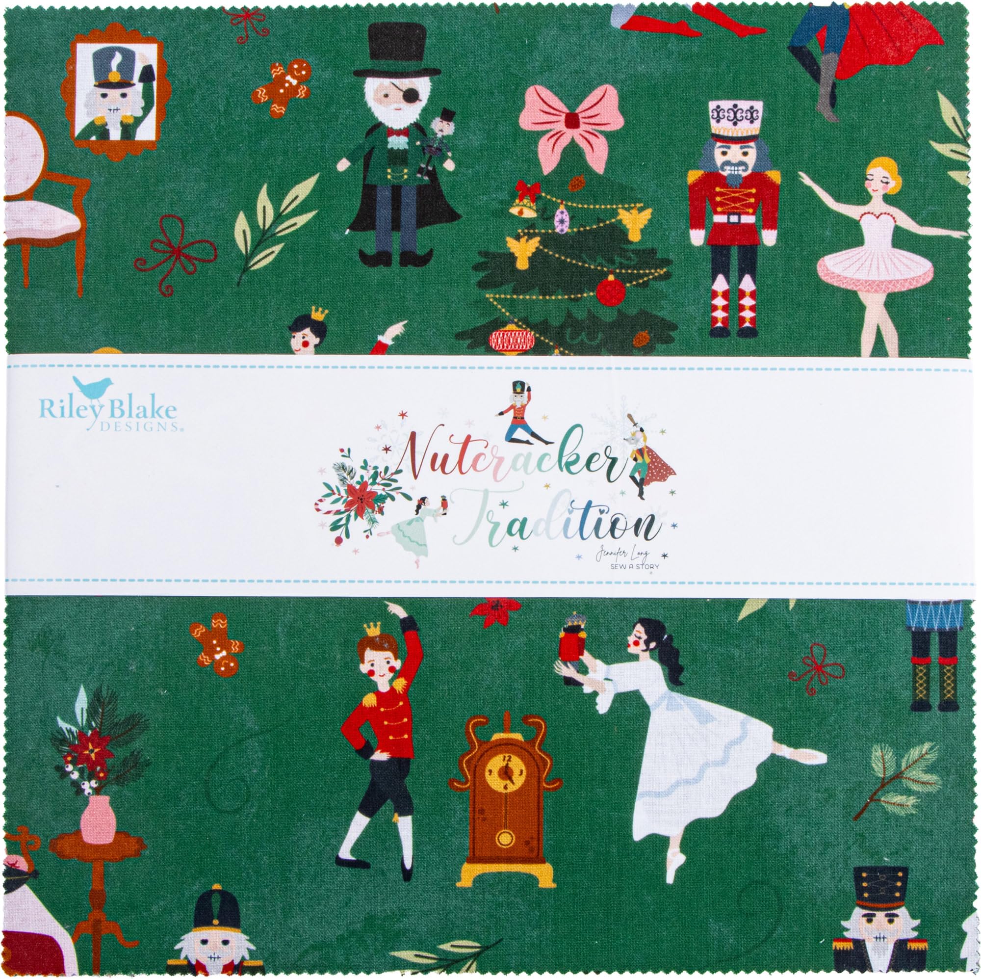 Jennifer Long Nutcracker Tradition 10" Stacker 42 10-inch Squares Layer Cake Riley Blake 10-17670-42