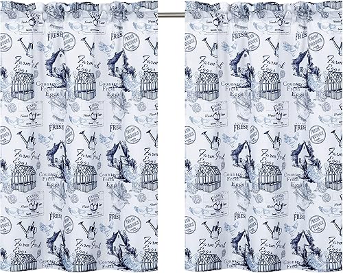 Miniatura 2 de Regal Home Collections Rooster Toile - Juego de cortinas de cocina de 3 piezas cortinas impresas para ventanas de cocina paneles de cortina y cenefa