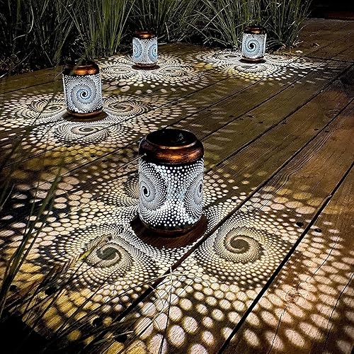 Miniatura 3 de Faroles solares colgantes para exteriores, juego de faroles azules fríos y libélula (paquete de 2)