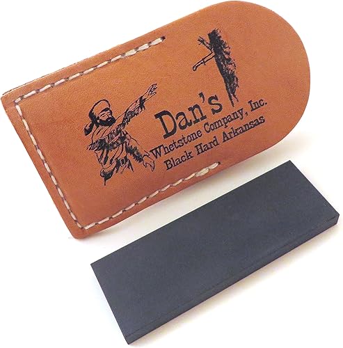 Auténtico Arkansas Negro Quirúrgico (Ultra Fino) Cuchillo de bolsillo para afilar piedra de afilar piedra de afilar 3" X 1" X 14" en bolsa de cuero