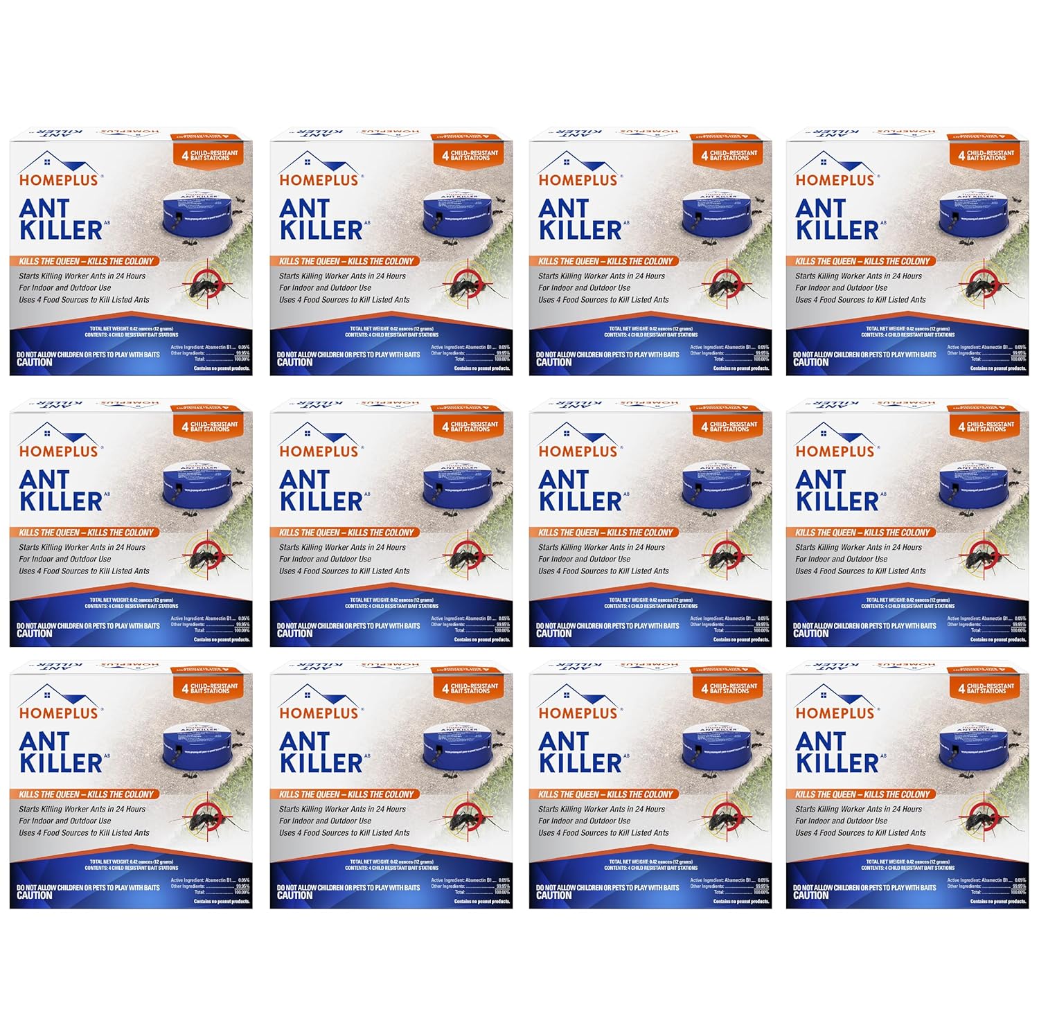 Homeplus™ Ant Killer AB, Metal Bait Station, Ants Killer for House, Ant Traps Indoor & Outdoor, Case Pack, 48 Bait Stations