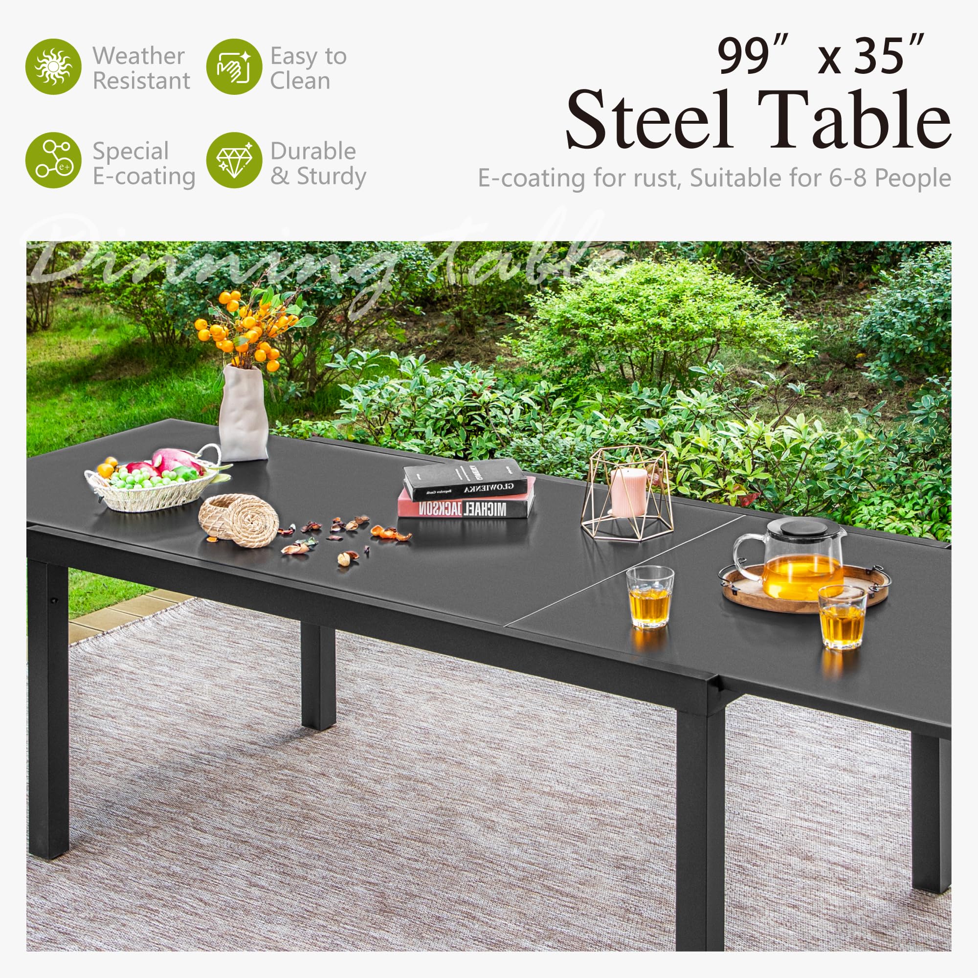 Amazon.com : Sophia & William Expandable Patio Dining Table, Extra