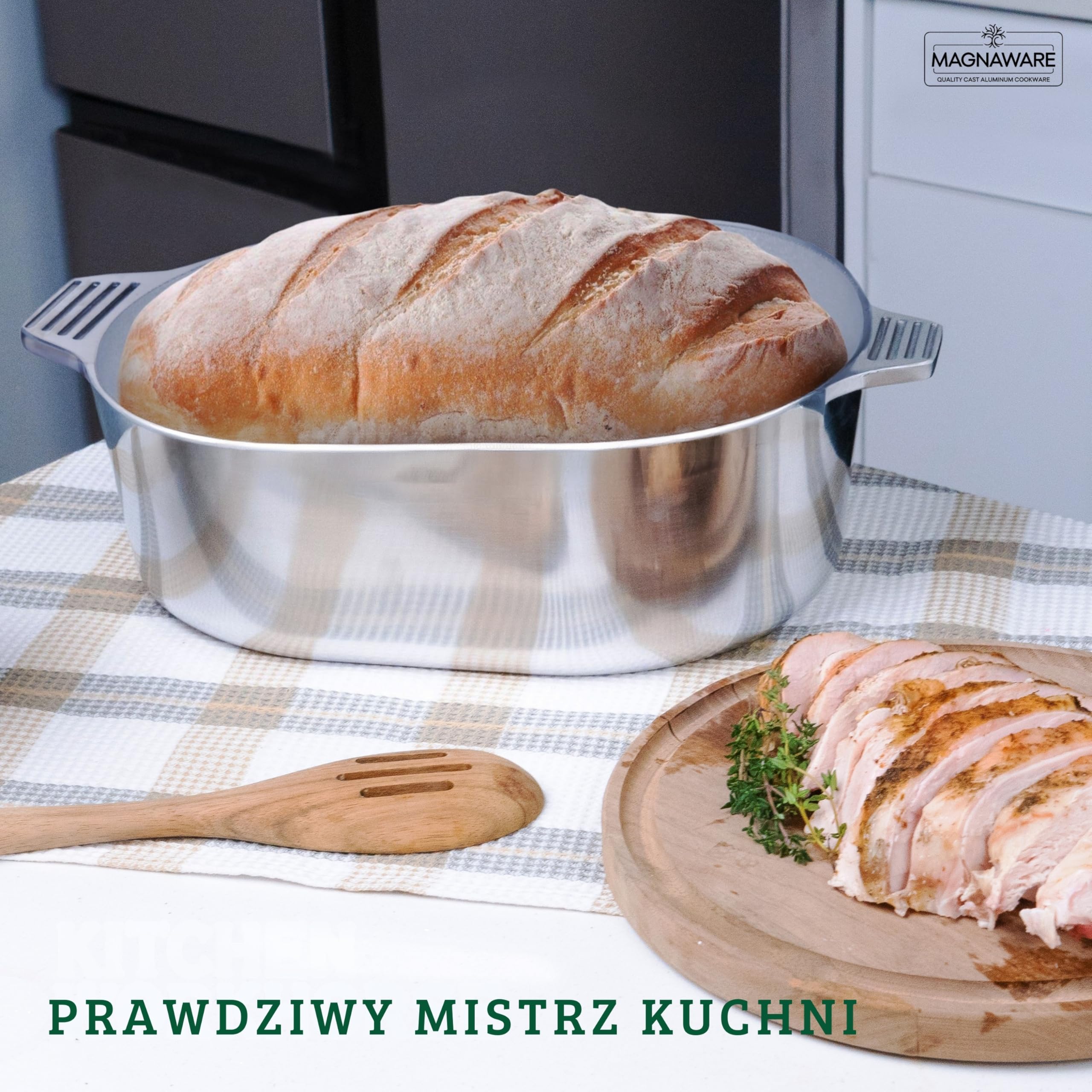 Magnaware Żeliwny Garnek Aluminiowy – Lekki Owalny Brytfanna z Pokrywką dla Rodzin & Przyjęć – Idealne Rozprowadzanie Ciepła do Wolnego Gotowania, Pieczenia & Potraw Cajun – 8L