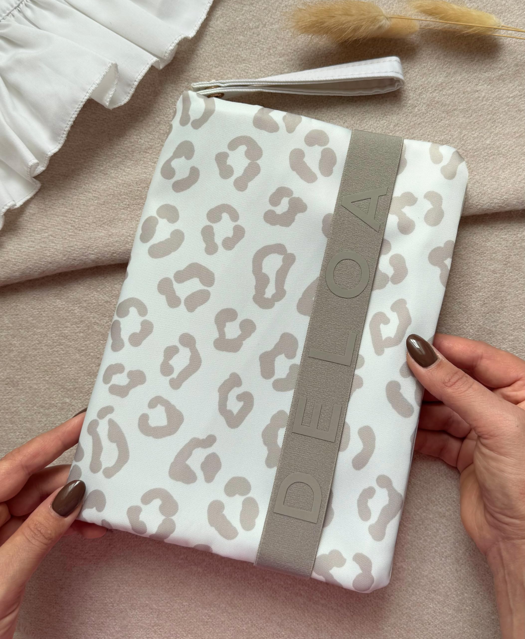 Borsa per pannolini da viaggio con molto spazio, piccola borsa per pannolini, organizer per pannolini (beige leopardato)
