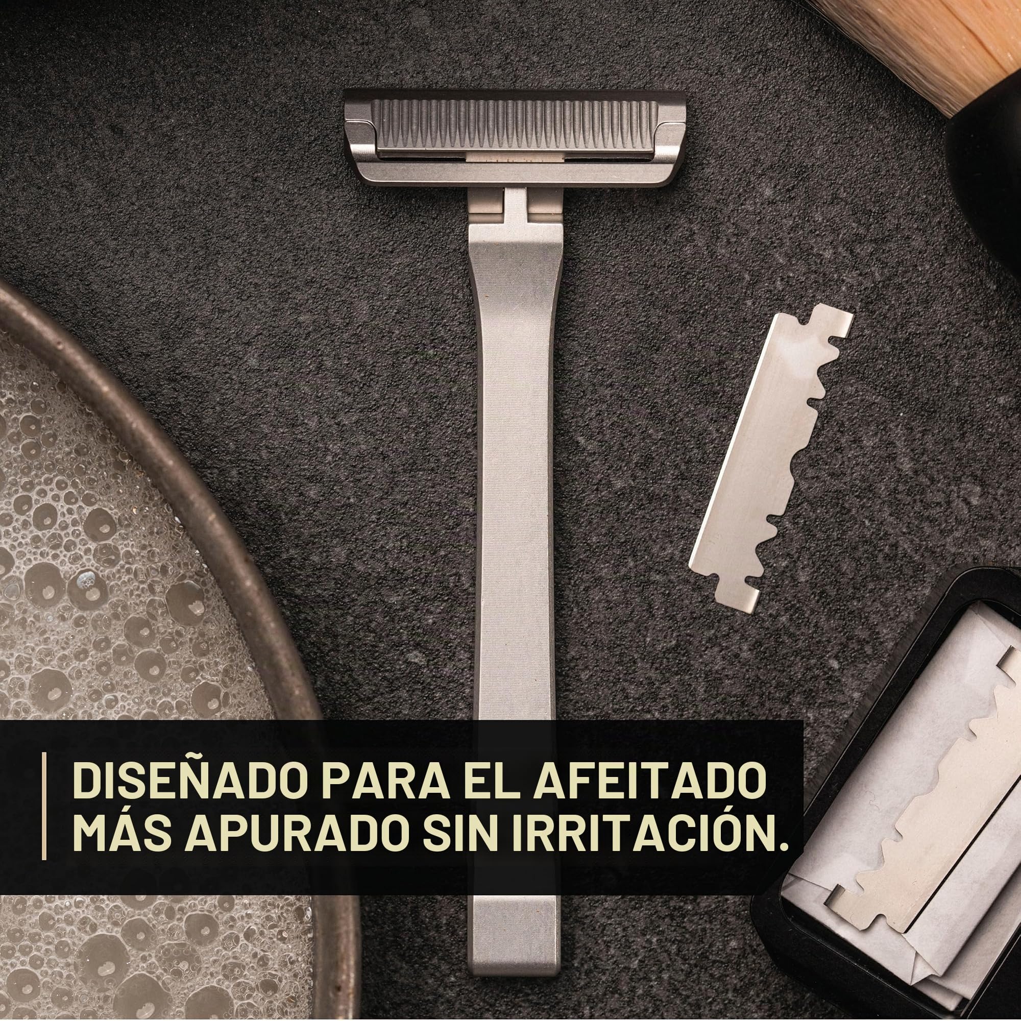 PROOF Select - Maquinilla de afeitar giratoria, fabricada en USA, aluminio CNC, fácil reemplazo, incluye funda de viaje