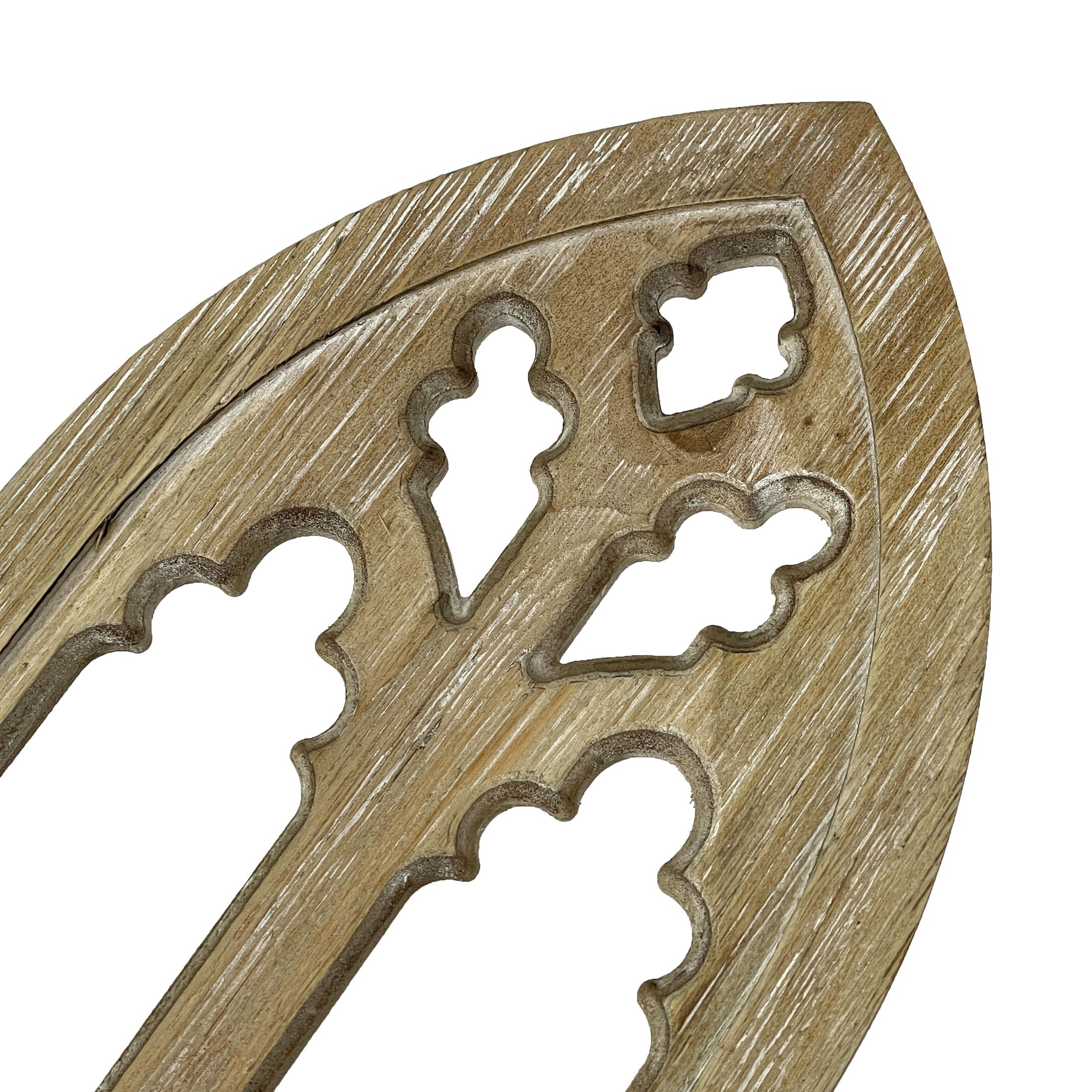 Set mit 2 weißgekalkten Holzrahmen im Gothic-Stil, Fensterrahmen, Wanddekoration, 39 cm, skulpturale Heimdekoration, zeitlose gotische Eleganz