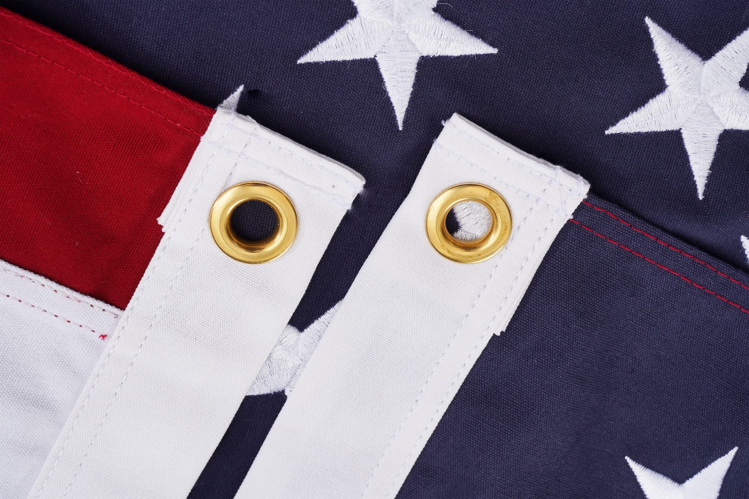 ROTERDON Bandiera americana in cotone, 1,5 x 2,5 m, prodotta negli Stati Uniti, per bandiera commemorativa dei veterani, tessuto resistente, stelle ricamate di lusso, strisce cucite e 2 occhielli in