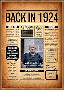 Amazon.com: Back in 1924 Poster Sign, Personalized Birthday Gifts Idea ...