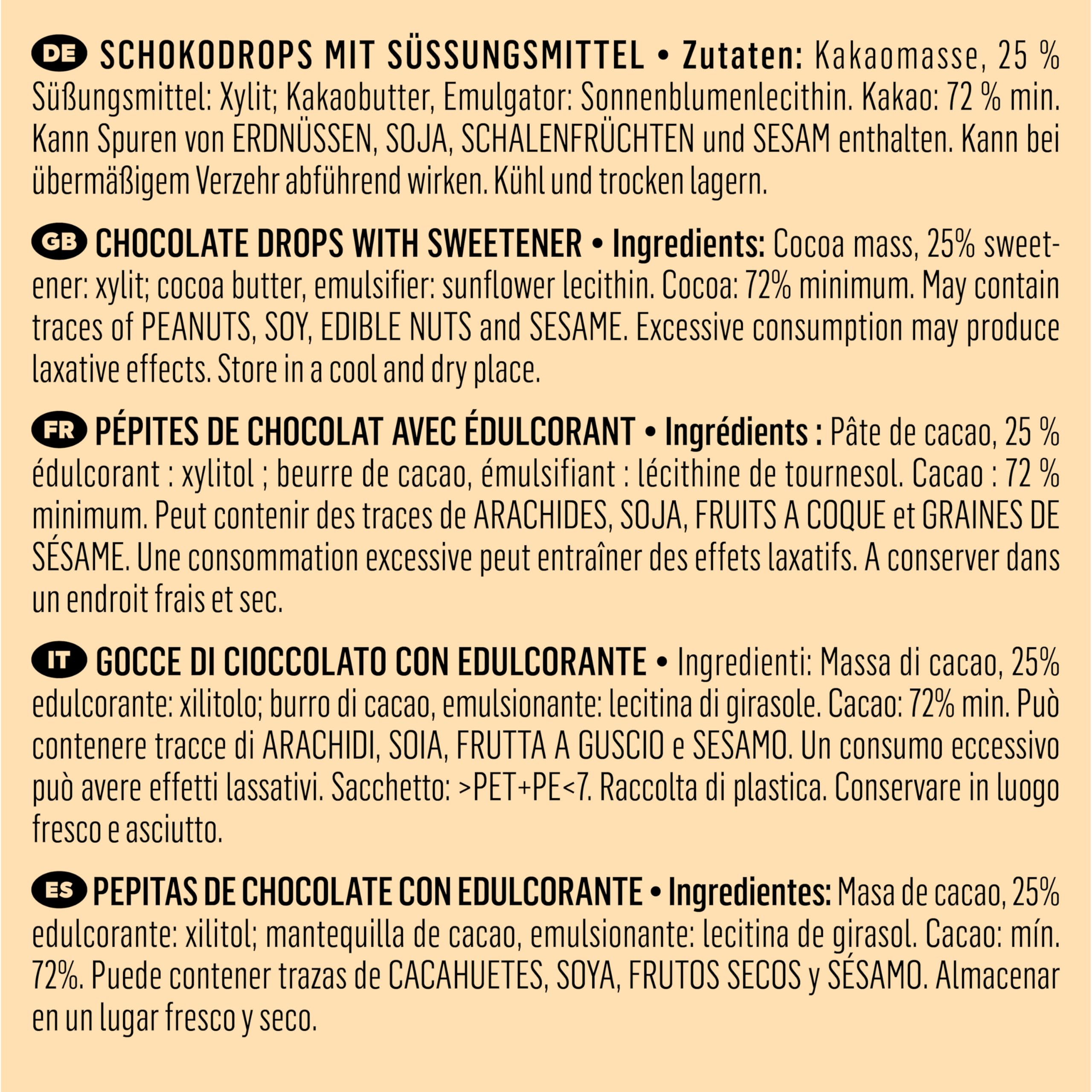 KoRo - Pépites de chocolat noir sans sucre 1 kg - Chocolat de couverture, 72% de cacao