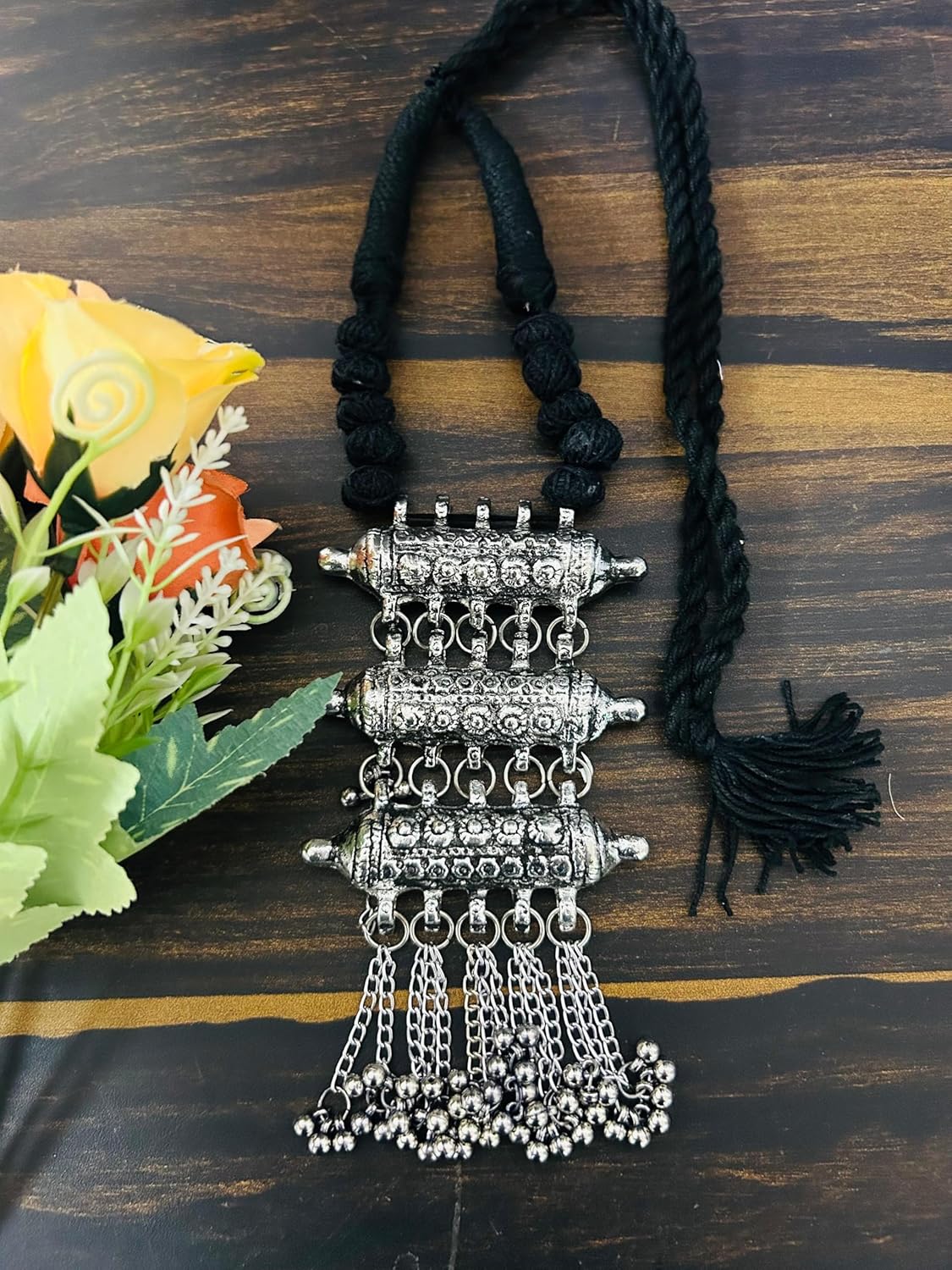 Ethnic Designer Traditional Indian Afghani Antique Silver Oxidized Choker Necklace Earrings Jewelry for Women Girls - Image 2