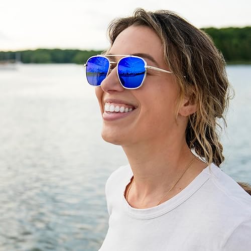 Miniatura 6 de Pilotfish Patron - Lentes de sol polarizados para hombre y mujer, marco de acero inoxidable, CR-39 antirreflectante hidrofóbico UV400