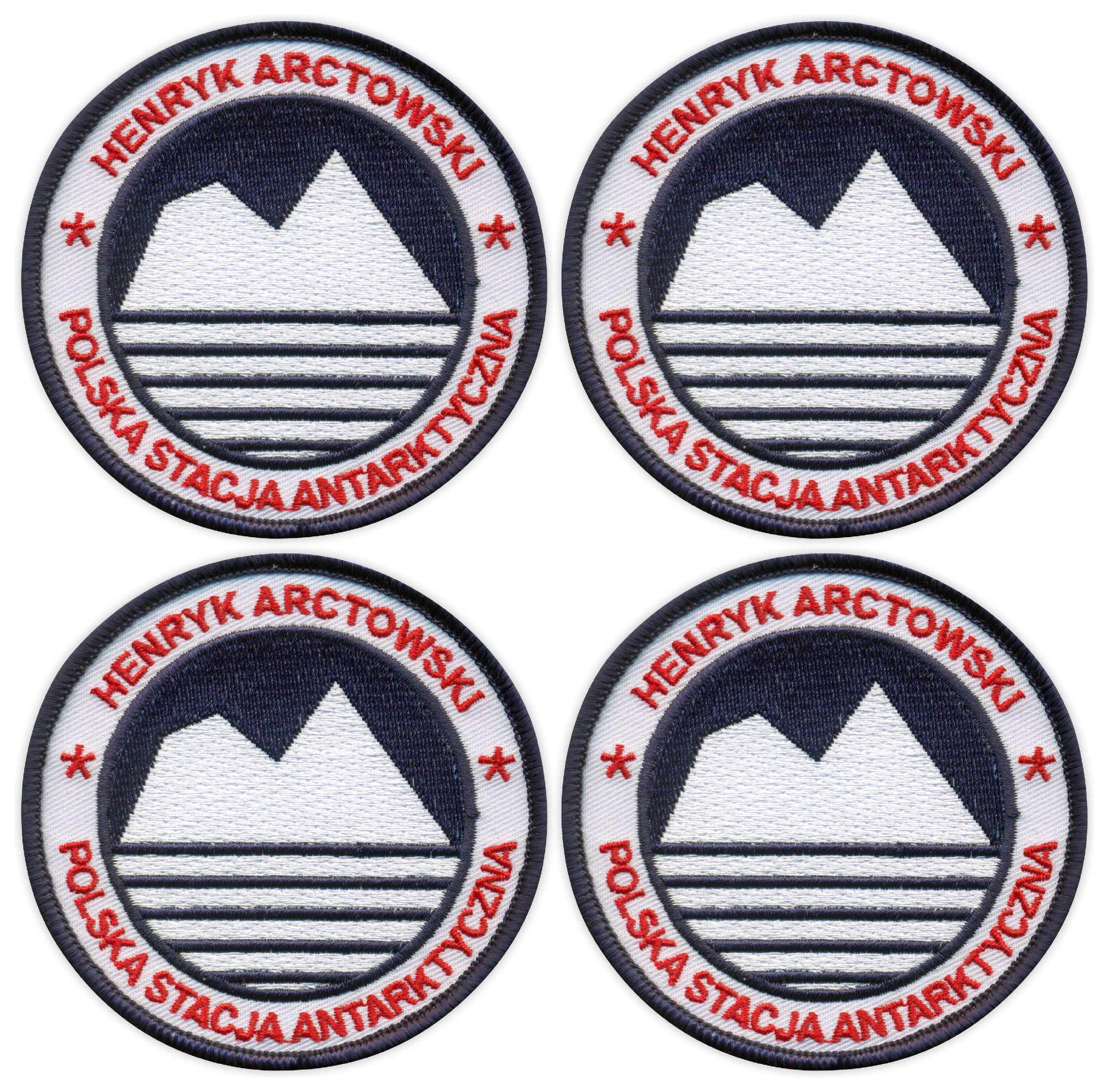 Juego de cuatro – Estación Antártica polaca Patchion Arctowski – Parte trasera termosellada – Parche bordado/insignia/emblema