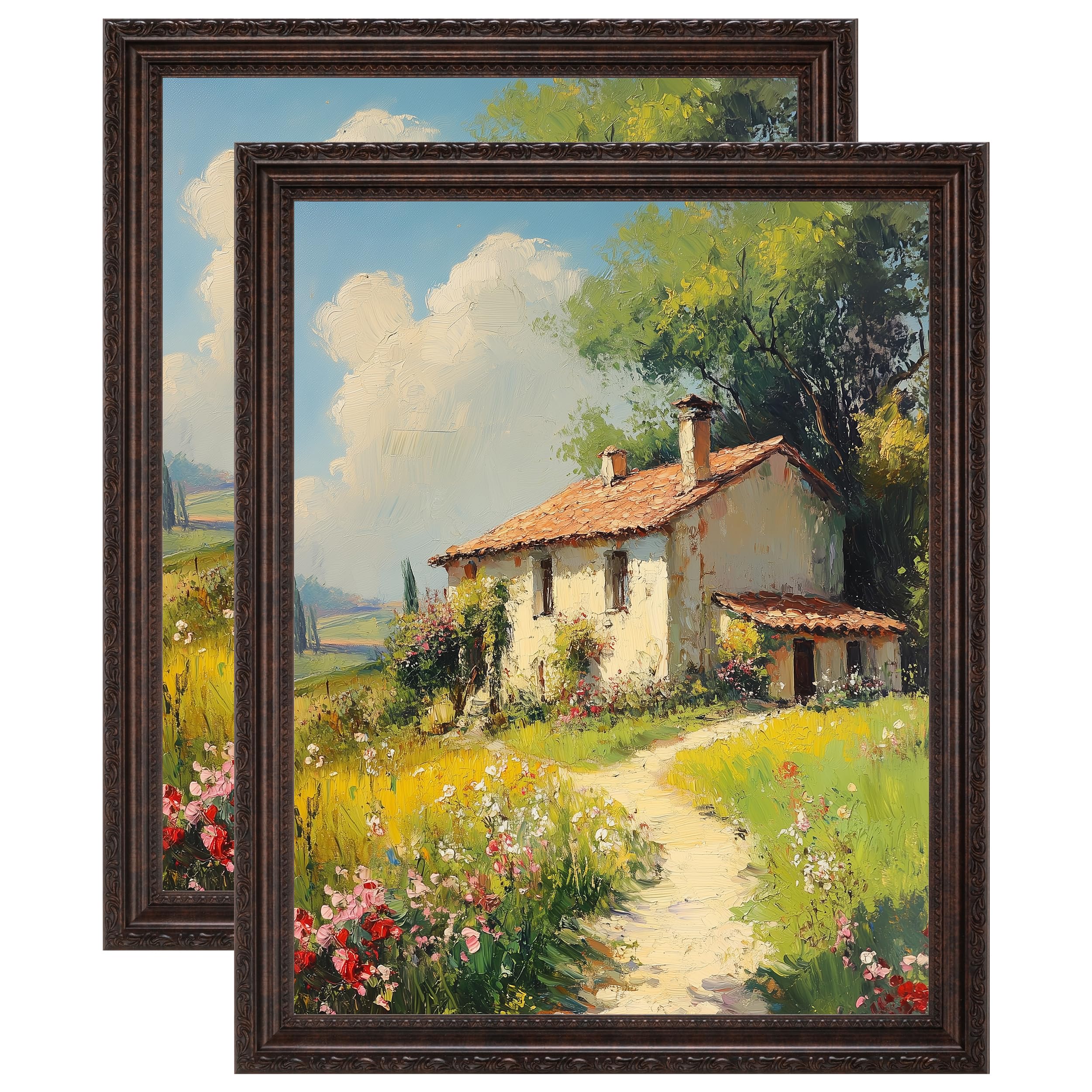 eletecpro 11x14 Vintage Picture Frame, Glass Cover, Brown, 2-Pack