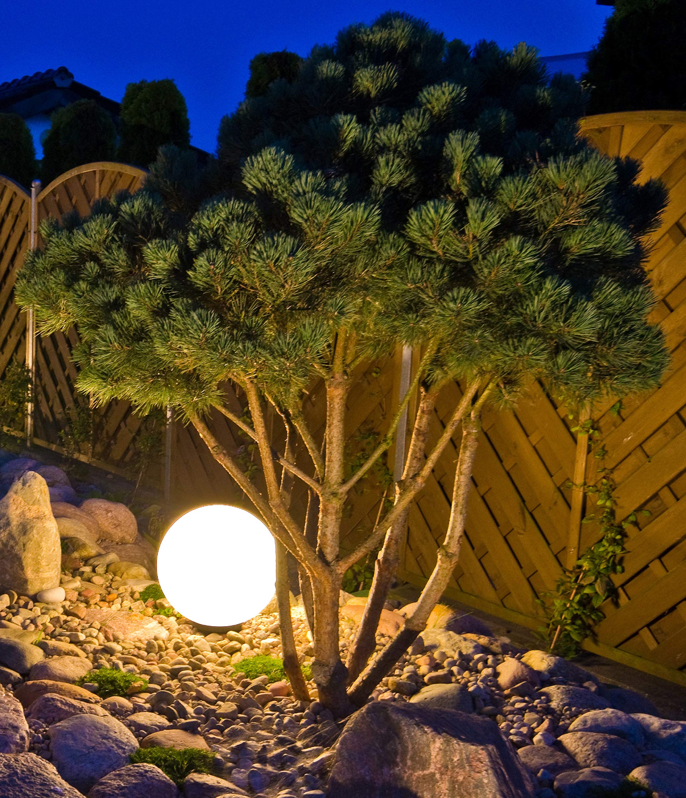 Trango 200 G - Sfera da giardino naturale IP65, effetto pietra granito, 20 cm, con 1 attacco E27 e cavo IP44 da 5 m, luce a sfera, sfera luminosa, lampada da esterno, sfera esterna senza lampadina
