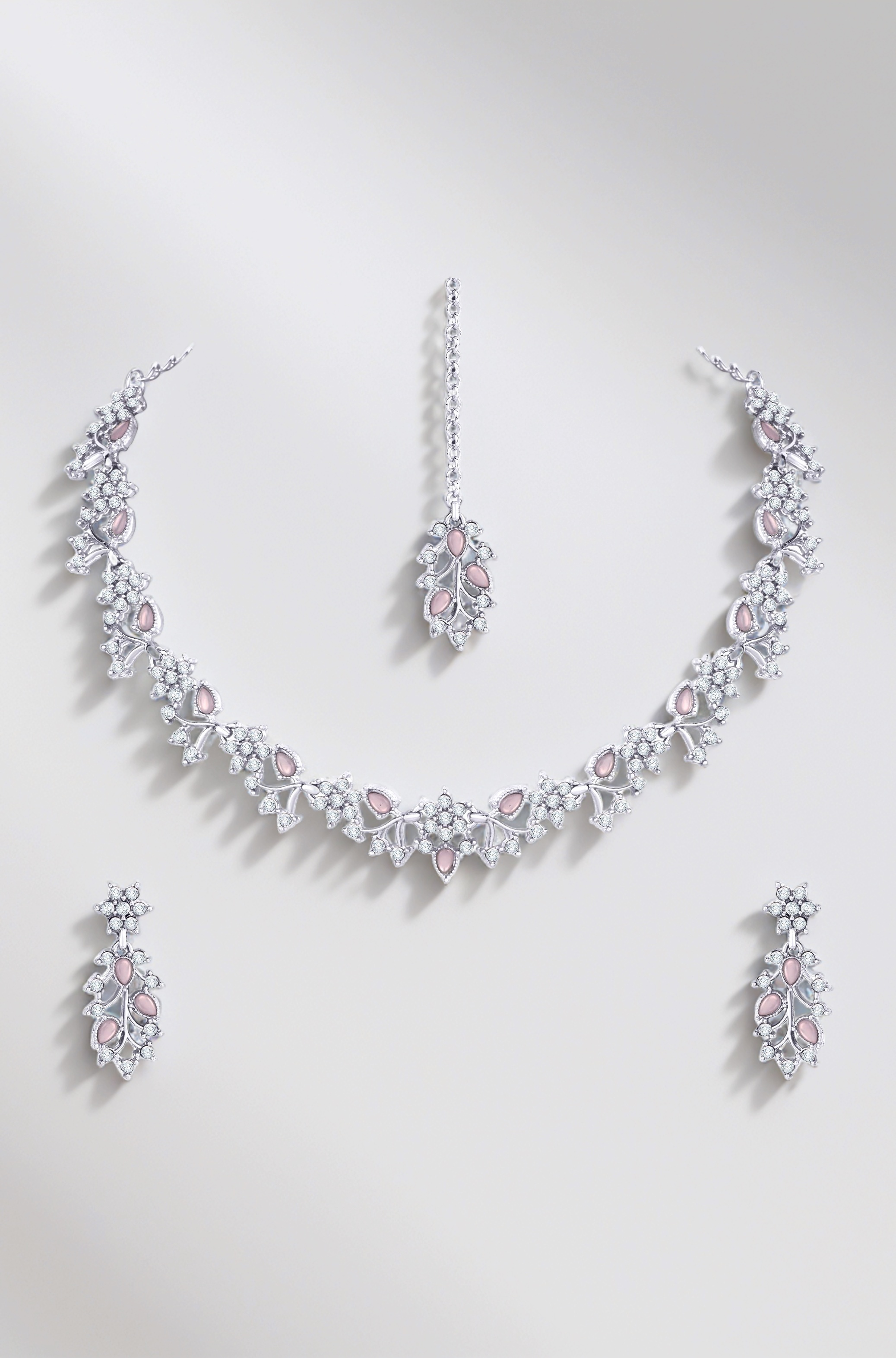 Atasi International American Diamond AD with Colorful Crystal Necklace Jewellery Set for Women/Girls | Perfect for Weddings, Parties & Festive Occasions