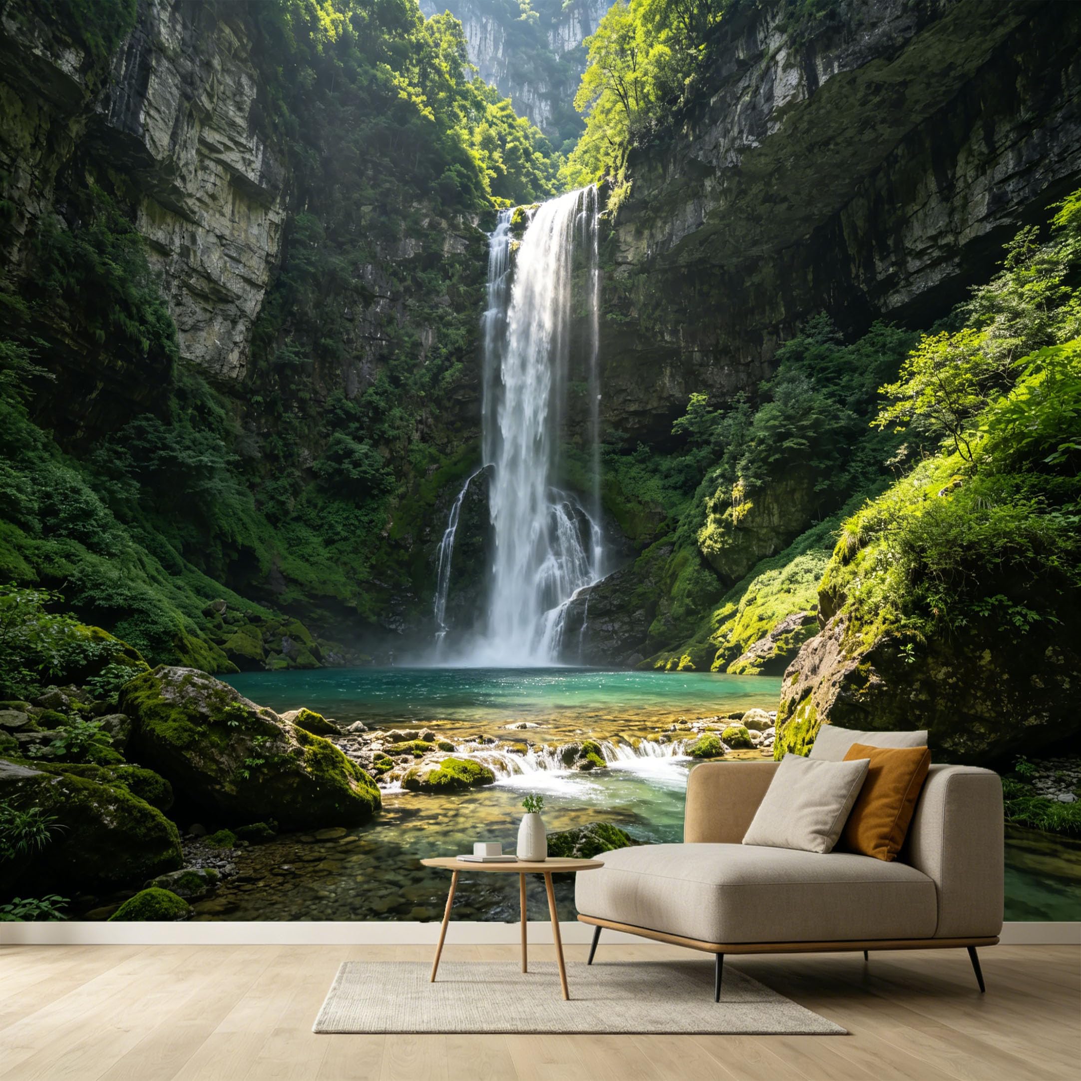 Custom Size Wall Murals Waterfall Landscape Forest Mountain 3D SelfAdhesive Wall Fabric Removable Large Wallpaper for Photo Living Room Interior Decor Wall Art Mural